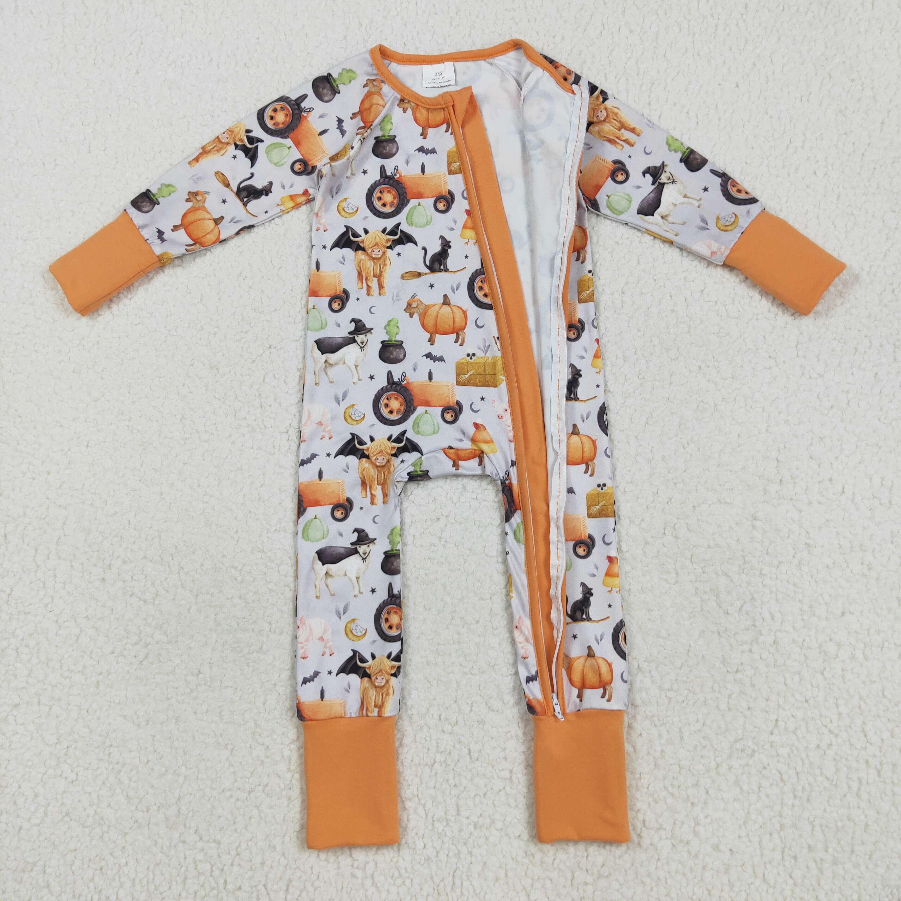 LR2444 RTS boy clothes animals pumpkin cowboys  boy halloween winter romper