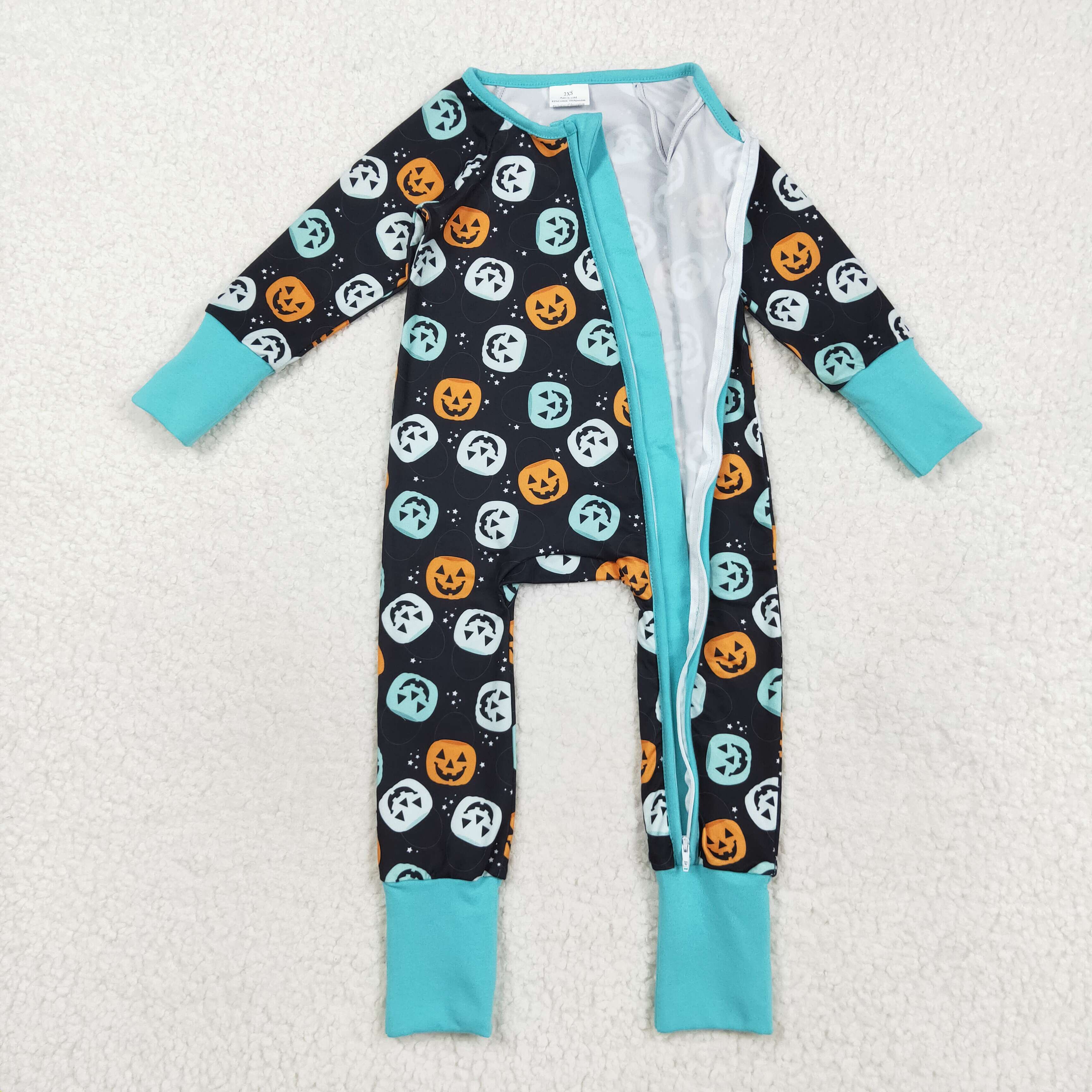 LR2465 RTS boy clothes ghost boy halloween winter romper zip romper
