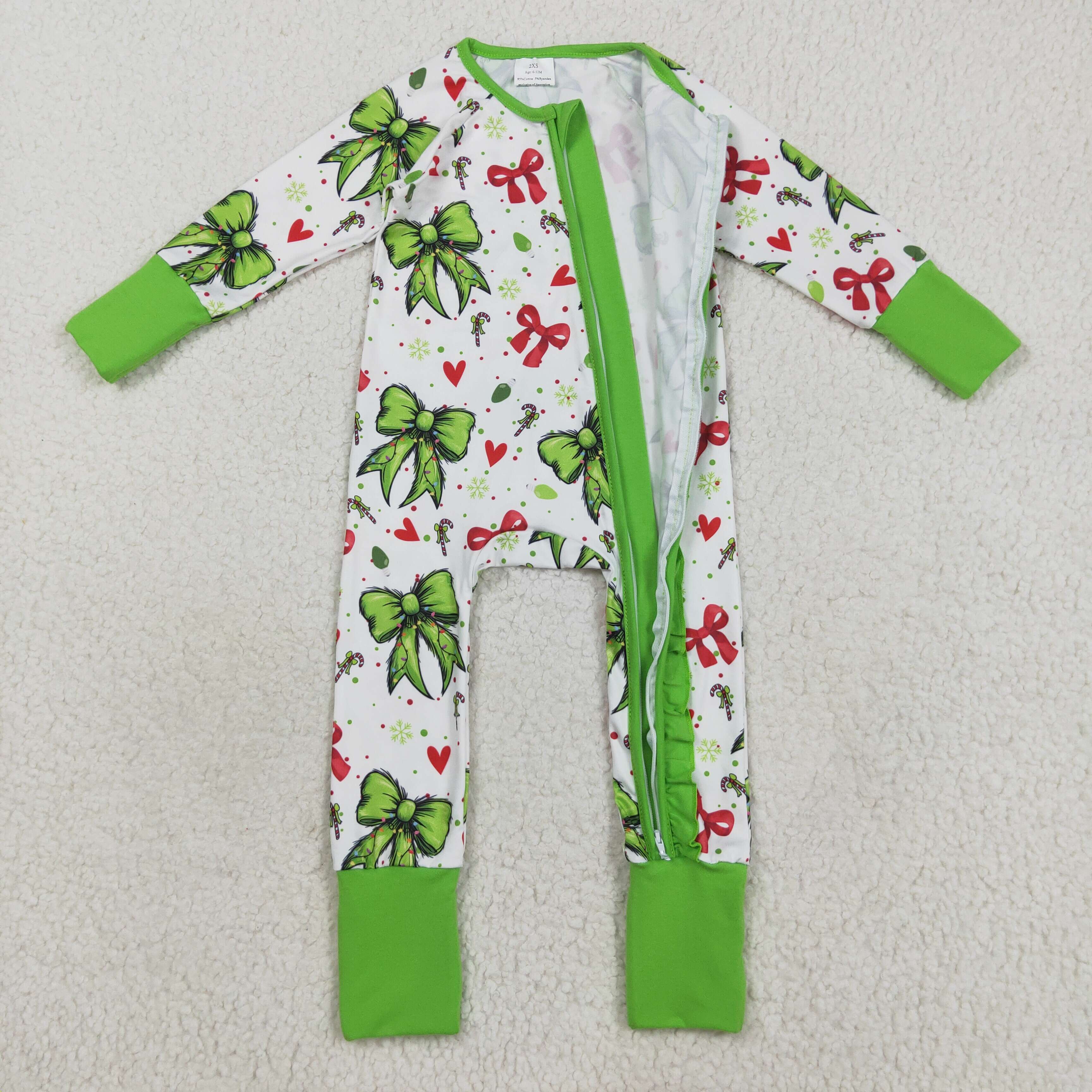 LR2482 RTS baby girl clothes bows St. Patrick's Day girl christmas winter romper