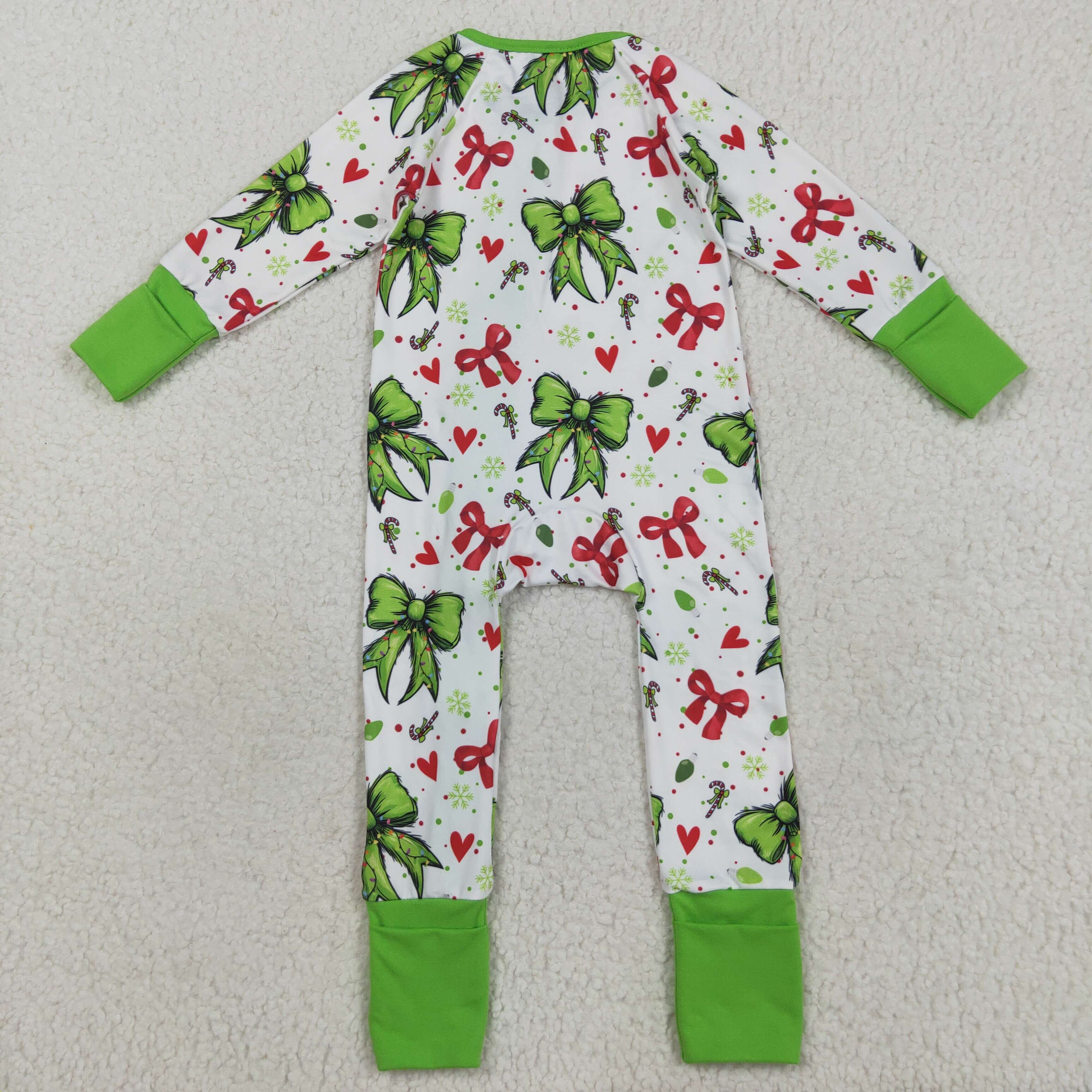 LR2482 RTS baby girl clothes bows St. Patrick's Day girl christmas winter romper