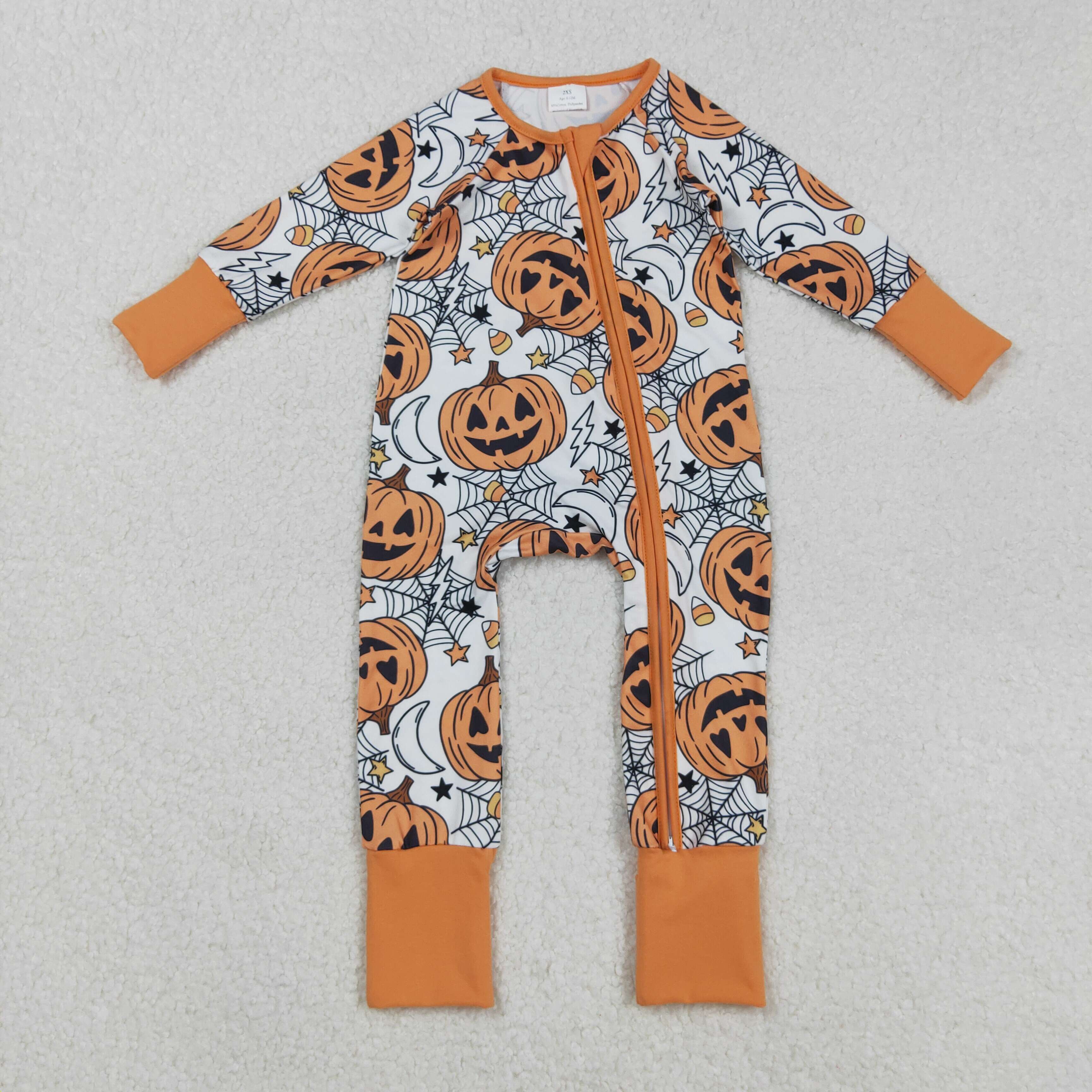 LR2528 RTS baby boy clothes pumpkin boy halloween winter romper
