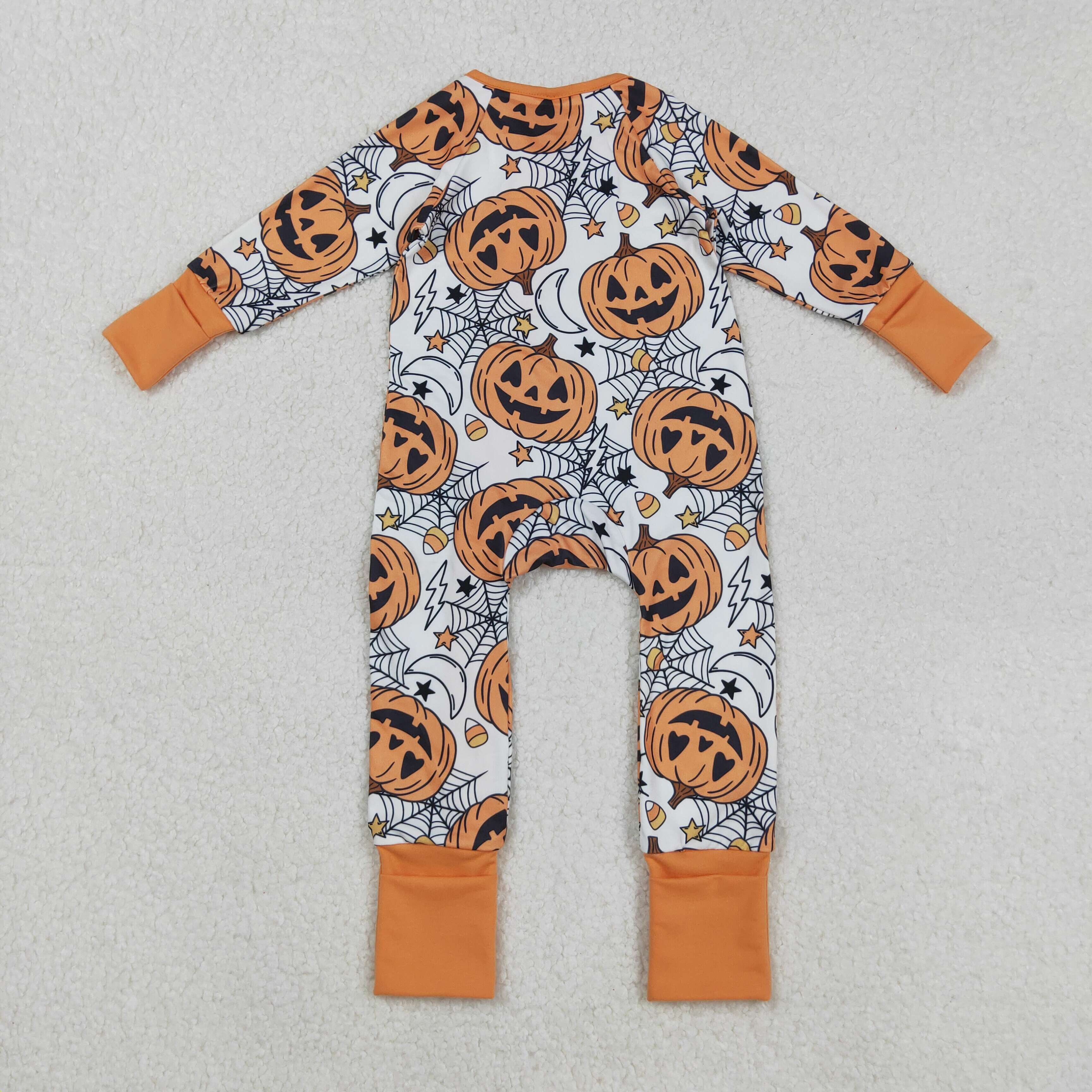 LR2528 RTS baby boy clothes pumpkin boy halloween winter romper