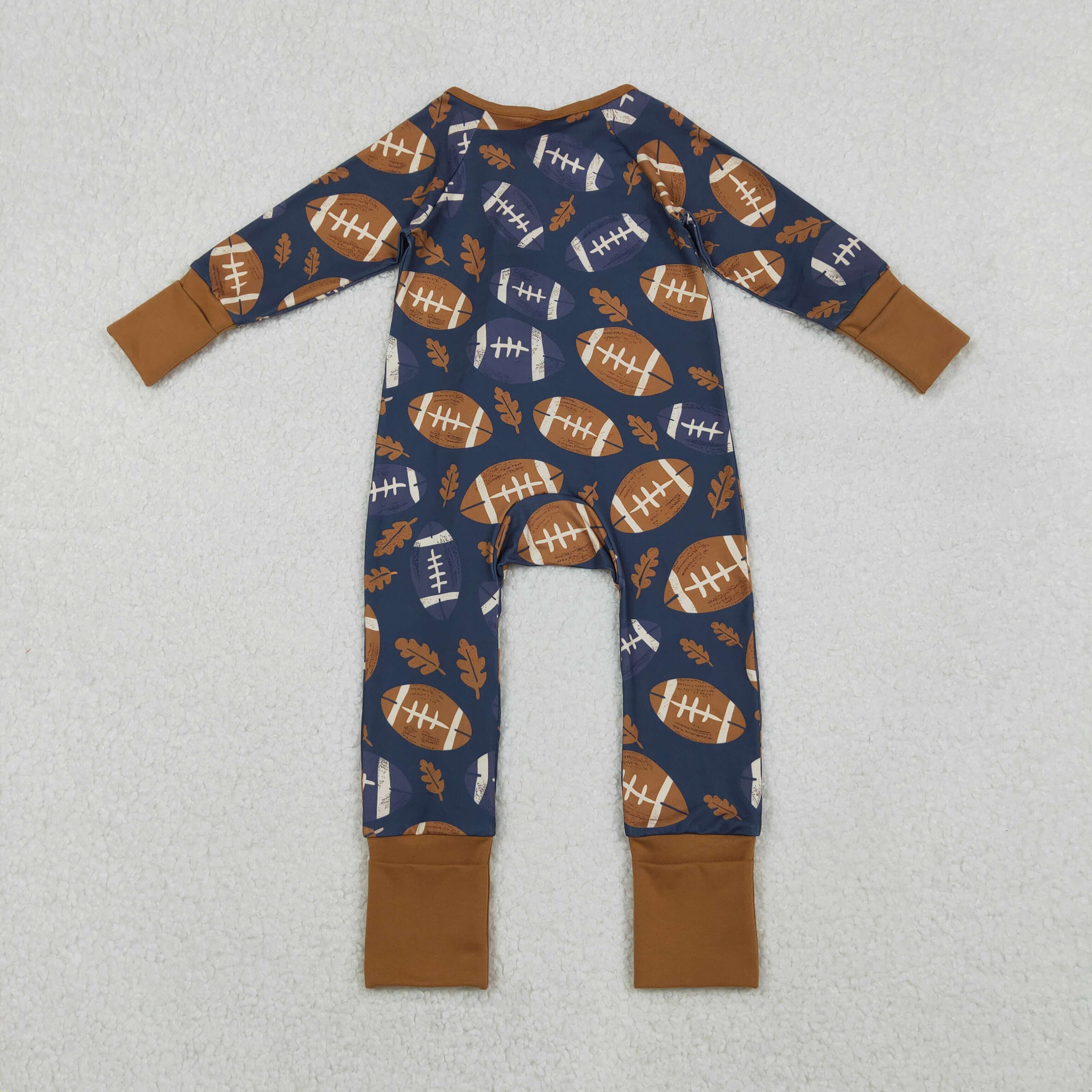 LR2543 RTS baby boy clothes football boy winter romper zip romper