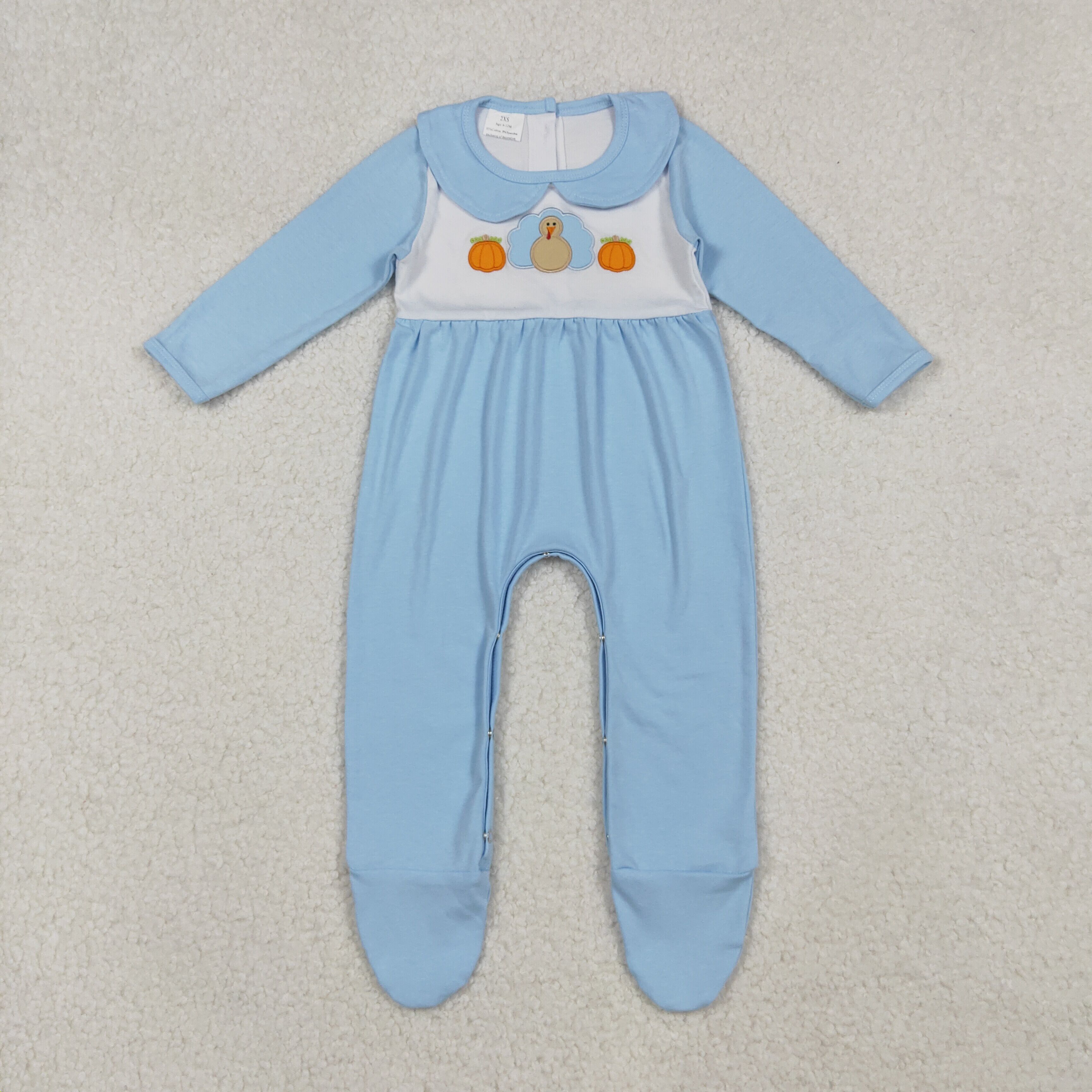 LR2562 RTS baby boy clothes turkey boy thanksgiving winter romper embroidery