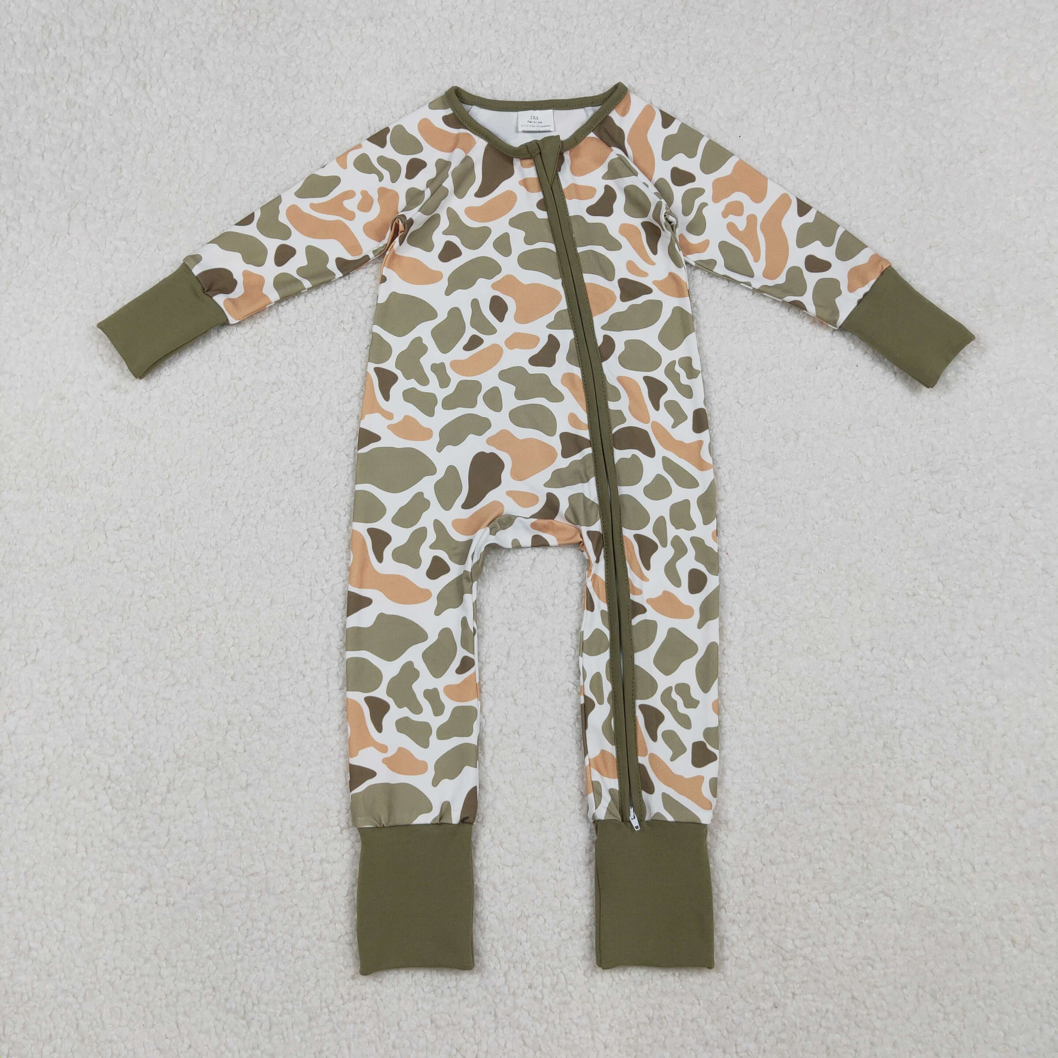 LR2578 RTS baby boy clothes camo boy winter romper zip romper