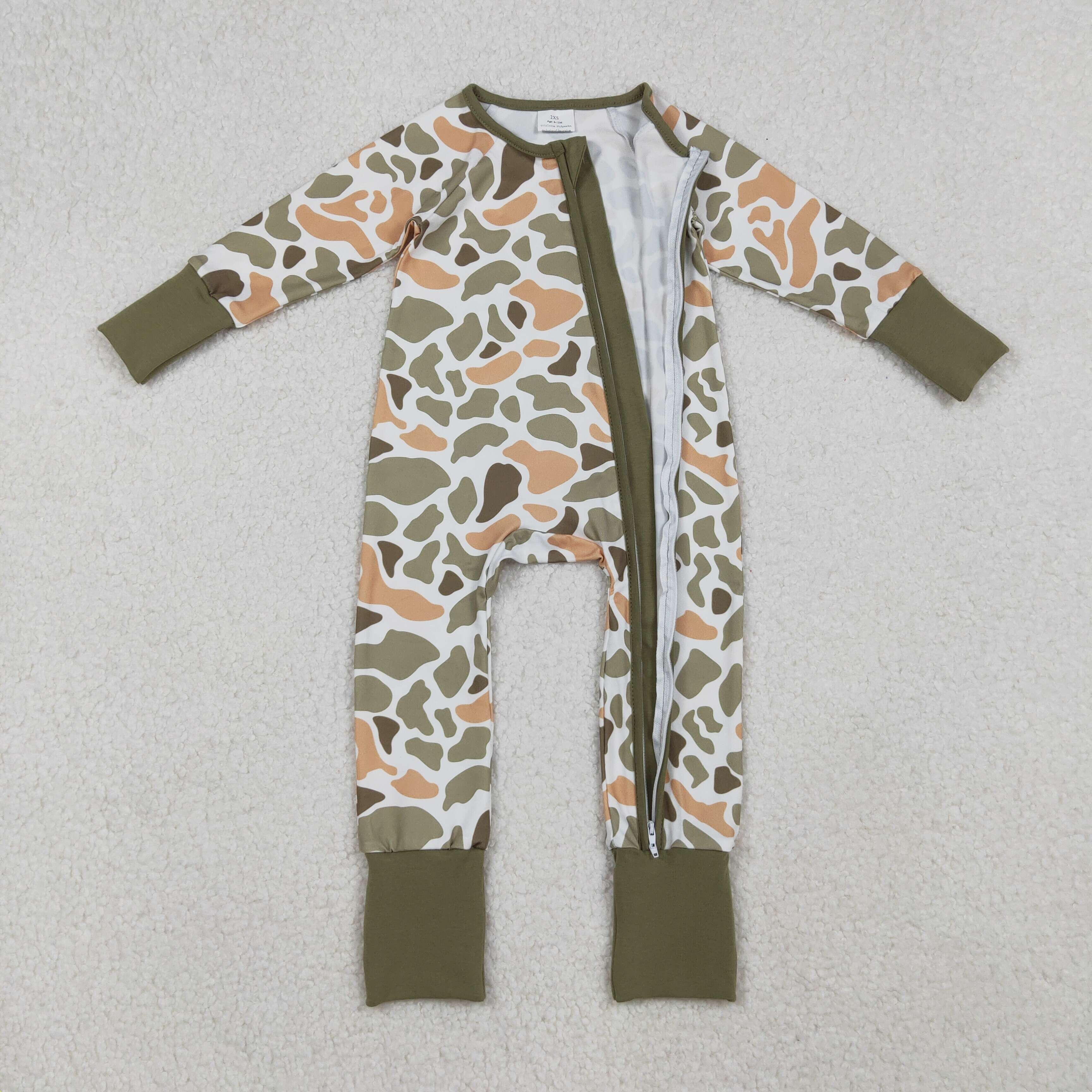 LR2578 RTS baby boy clothes camo boy winter romper zip romper