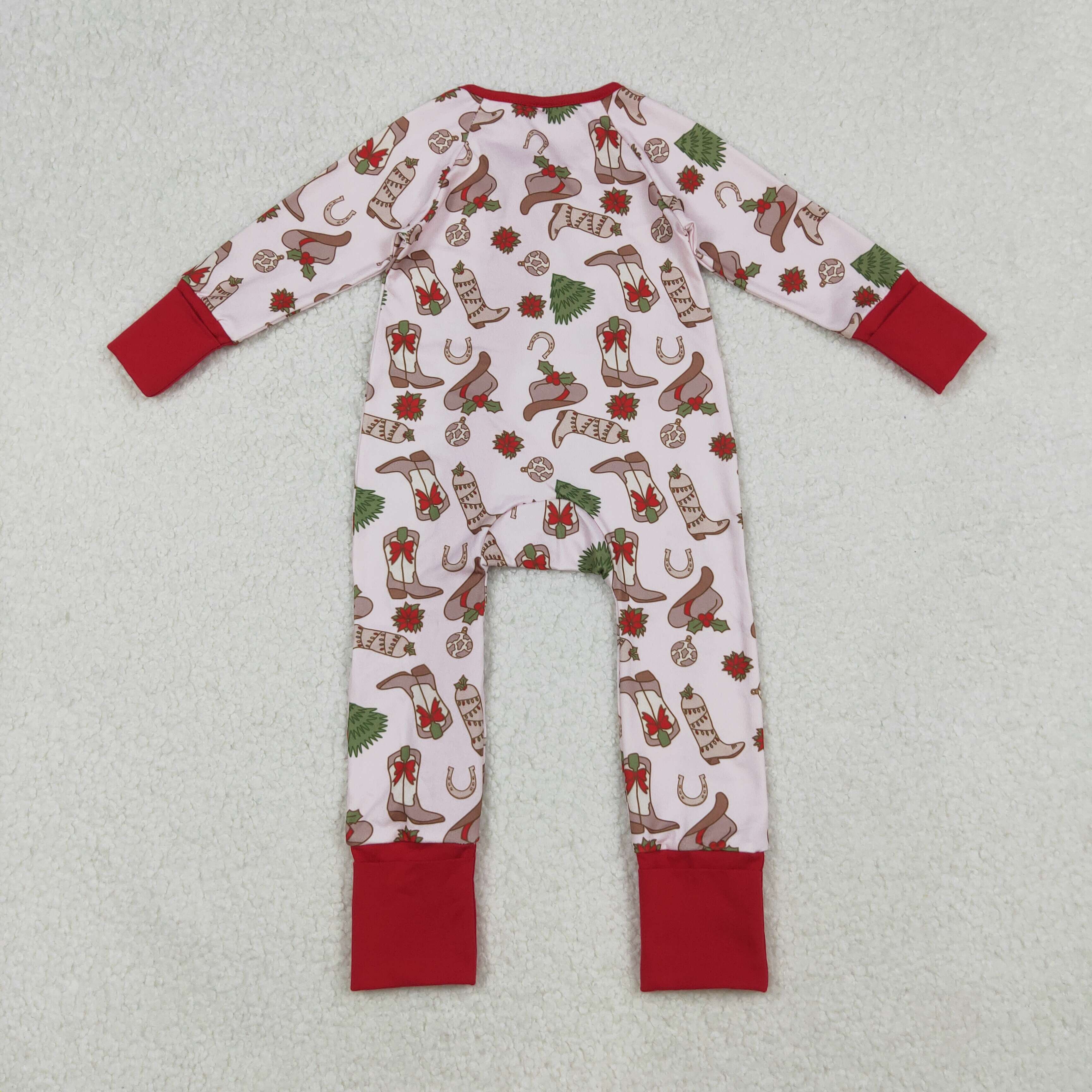 LR2584 RTS baby girl clothes cowboy western fashion christmas winter romper