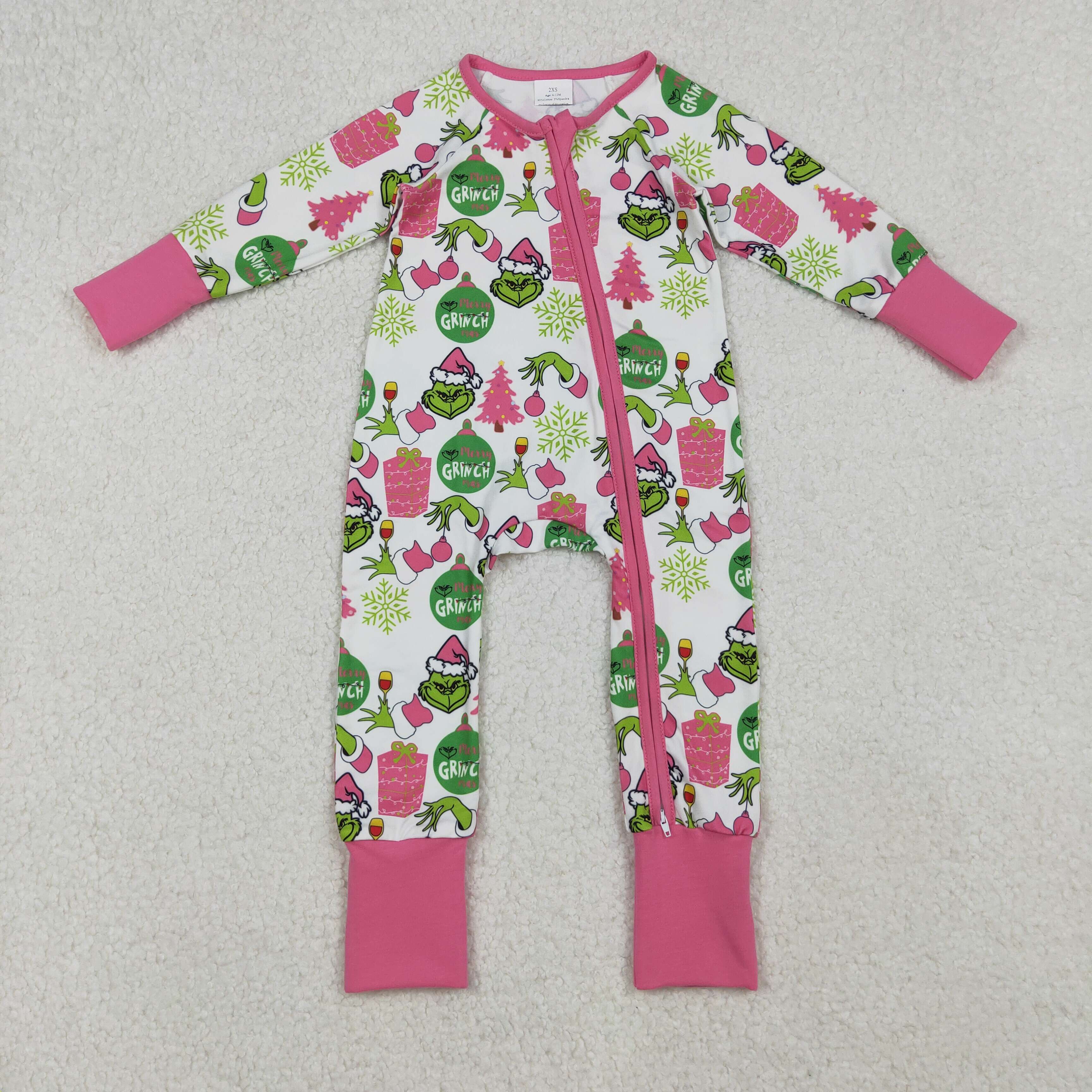 LR2588 RTS baby girl clothes cartoon girl winter Christmas zip romper