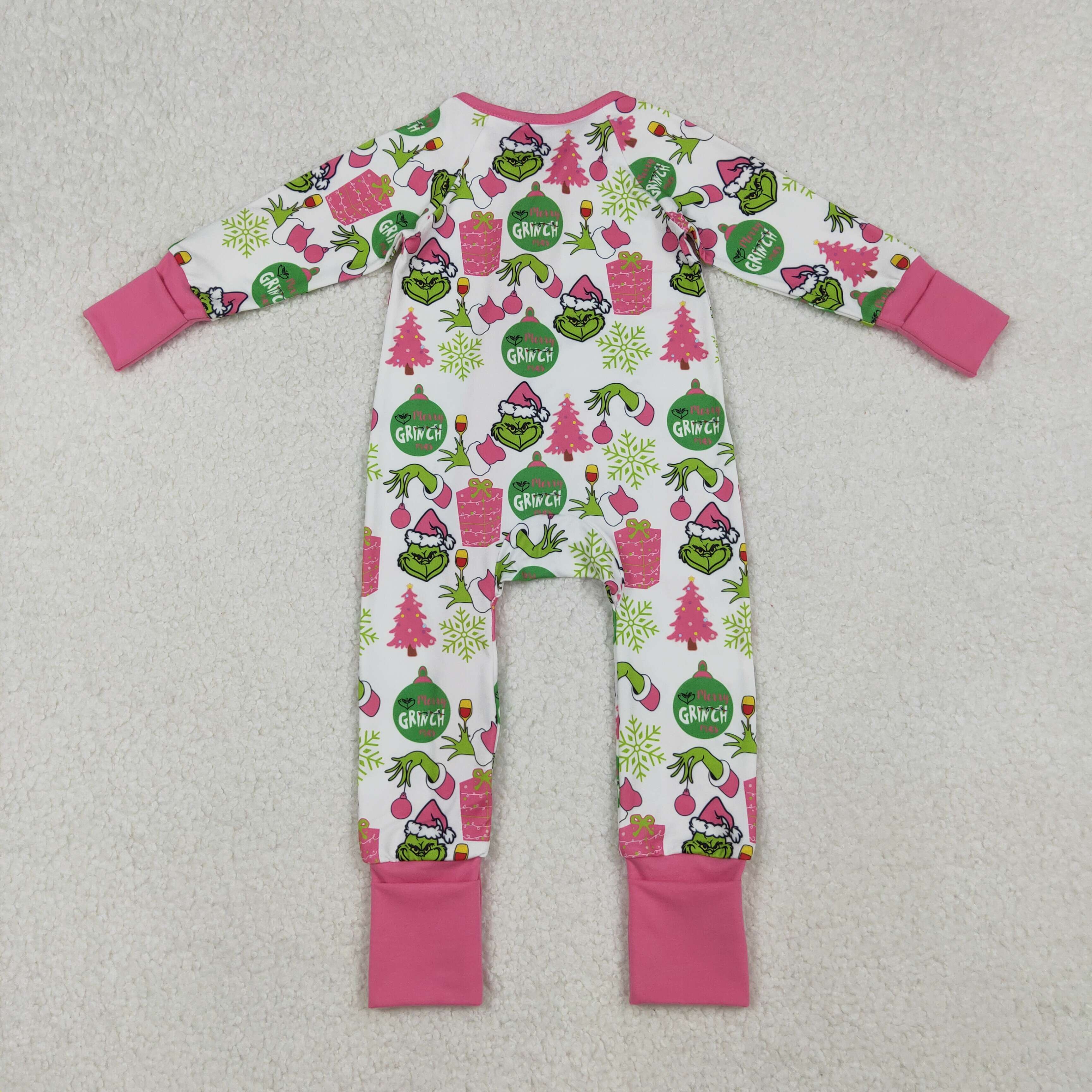 LR2588 RTS baby girl clothes cartoon girl winter Christmas zip romper