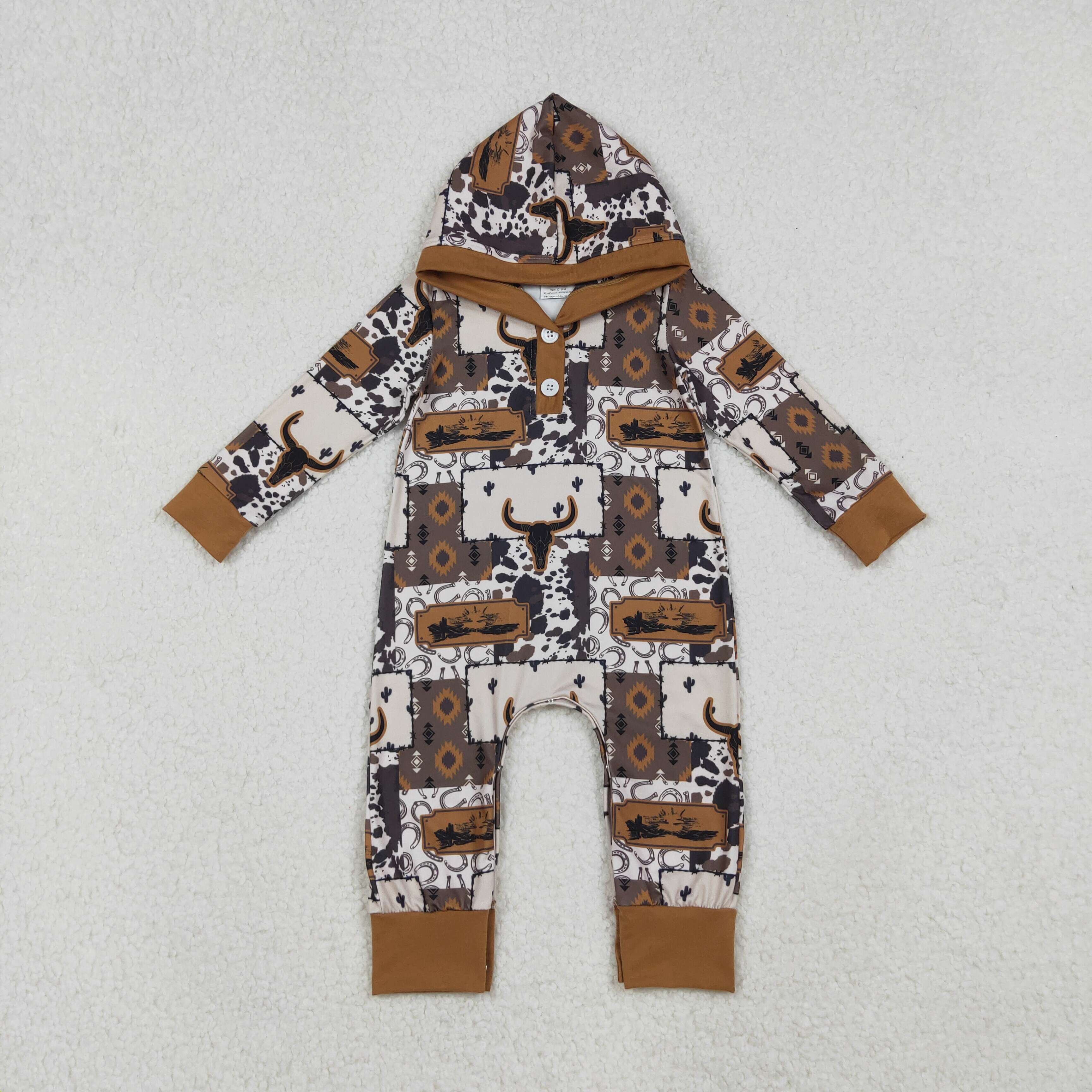 LR2592 RTS baby boy clothes cowboy  toddler boy western winter romper