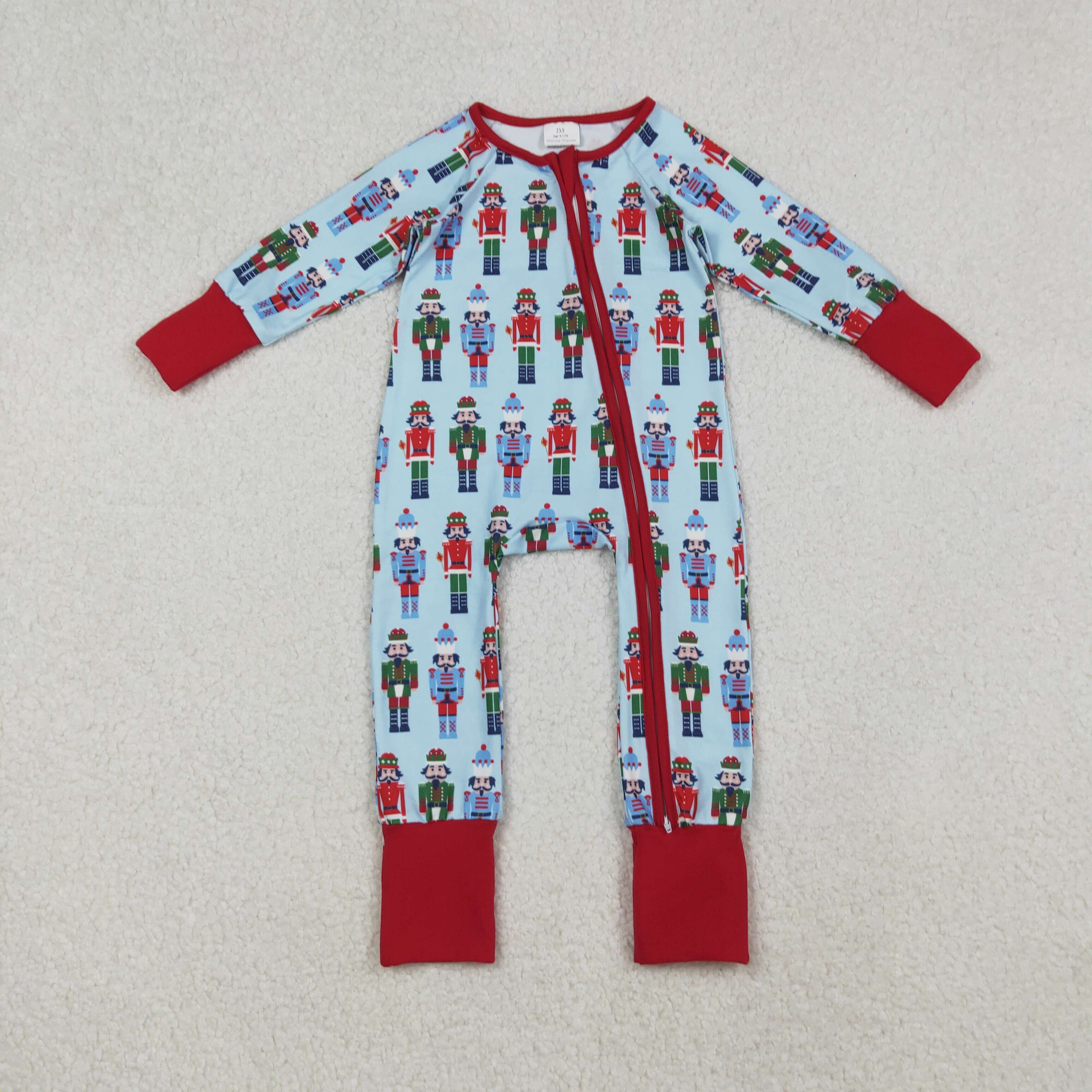 LR2599 RTS baby boy clothes soldier boy winter romper christmas onesie