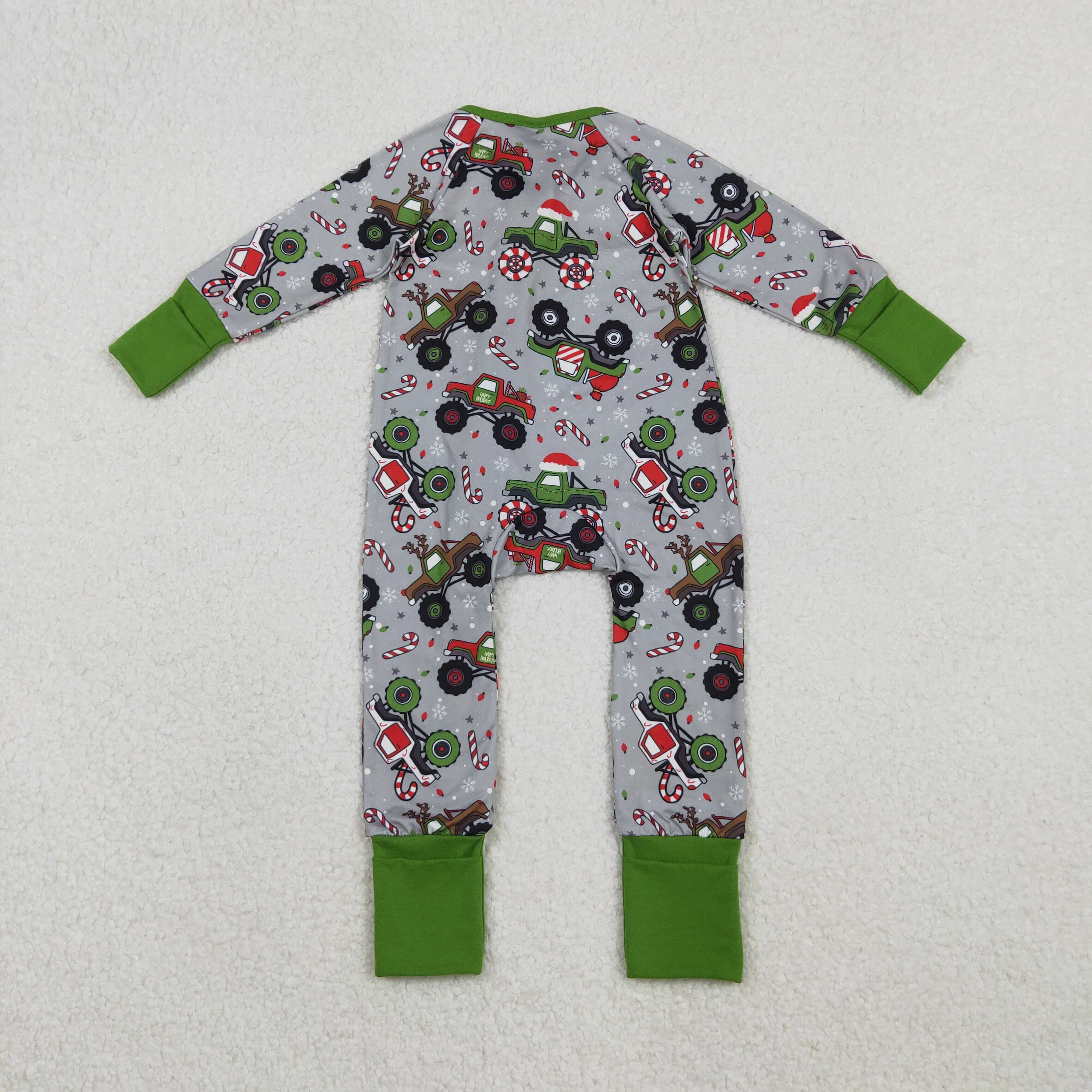 LR2669 RTS baby boy clothes truck toddler boy christmas winter romper