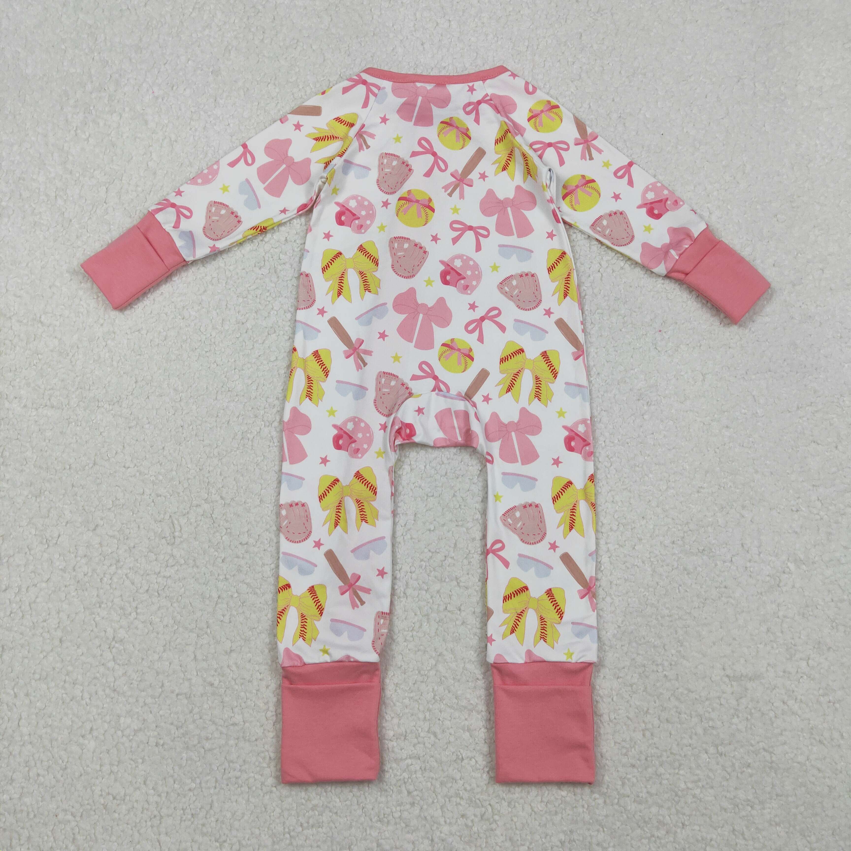 LR2705 RTS baby girl clothes bows pink girl winter romper zip romper