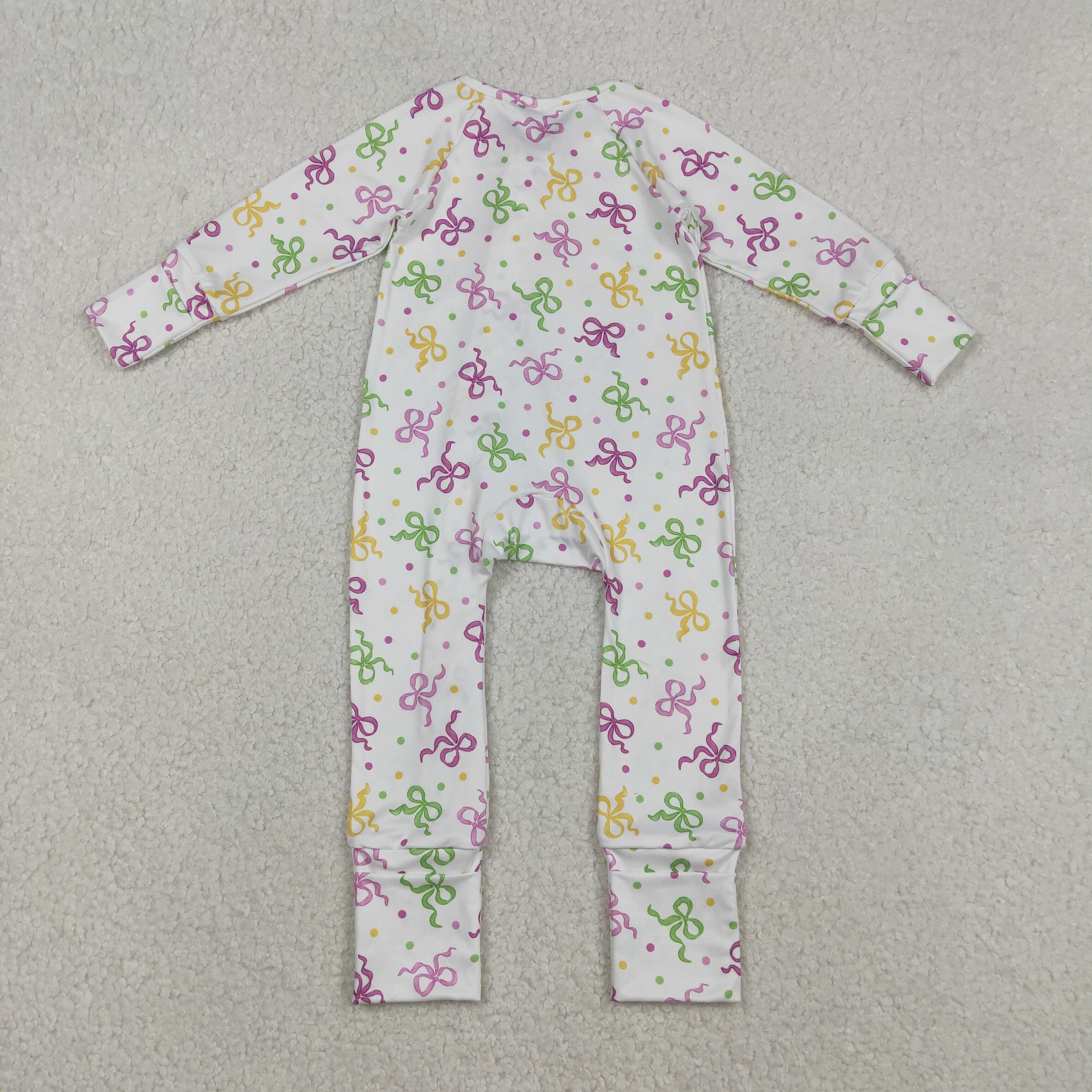 LR2735 RTS baby girl clothes bow girl mardi gras romper