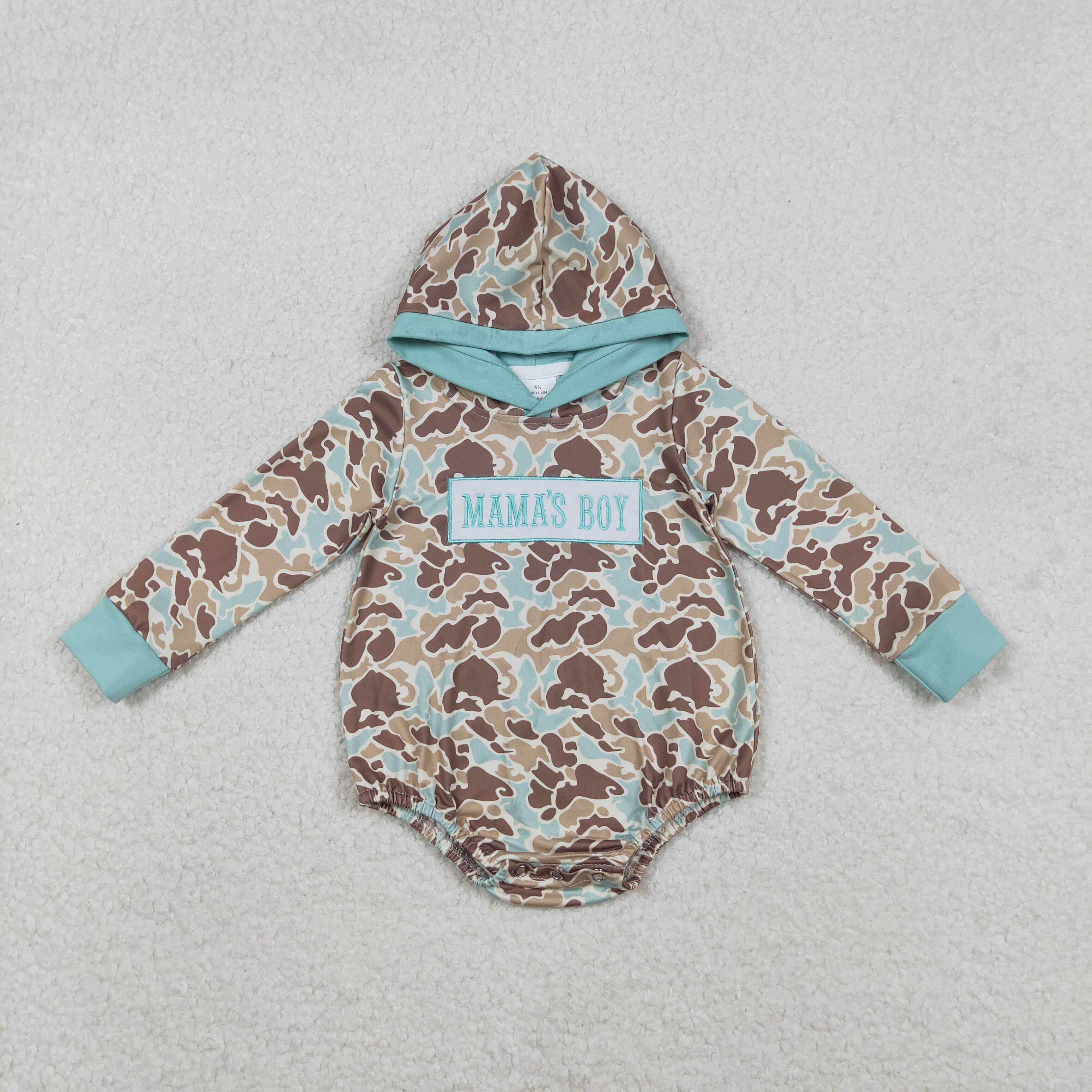 LR2795 RTS baby  boy clothes mama’s boy print boy winter embroidery bubble hoodies romper