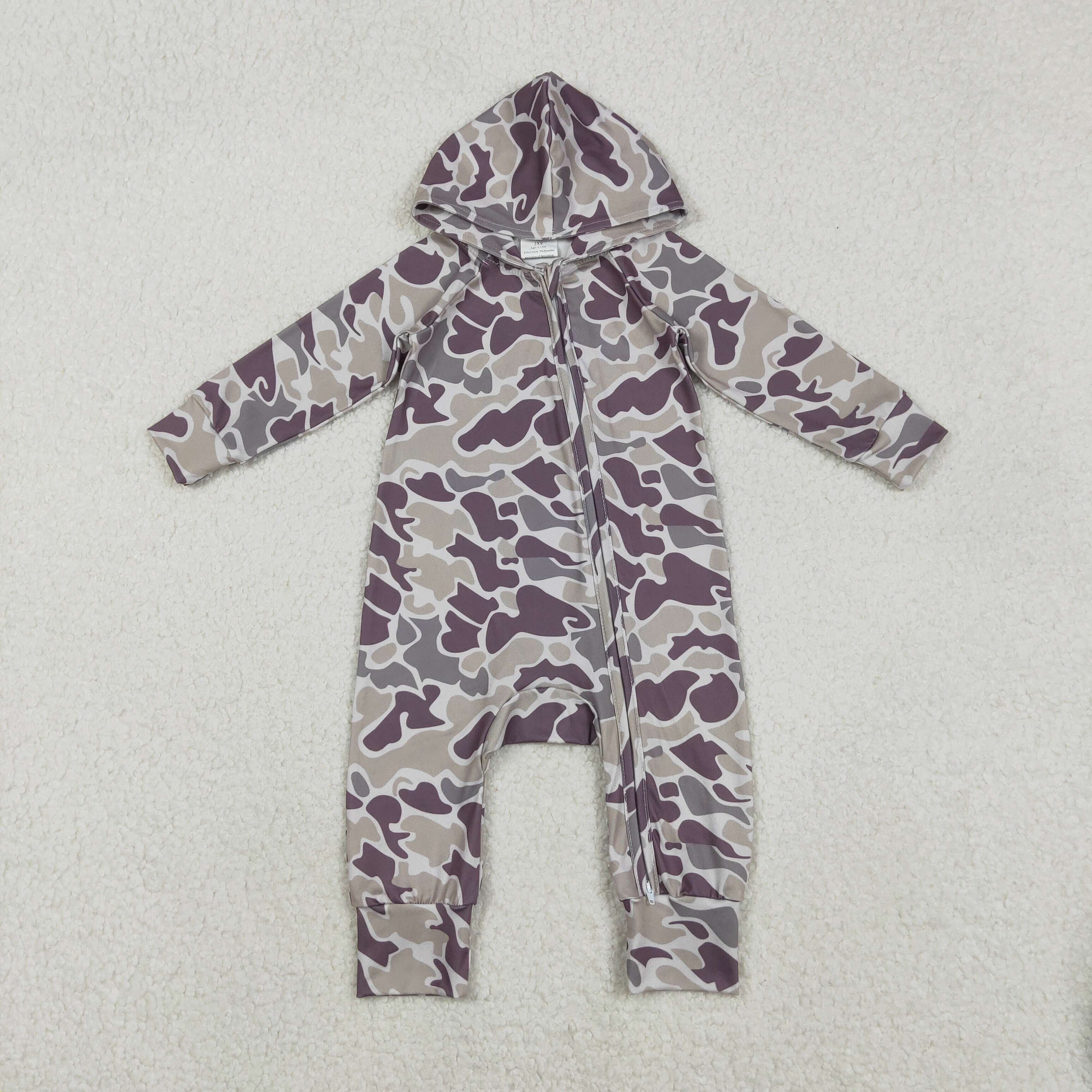 LR2811 RTS baby boy  clothes camo boy hoodie winter romper