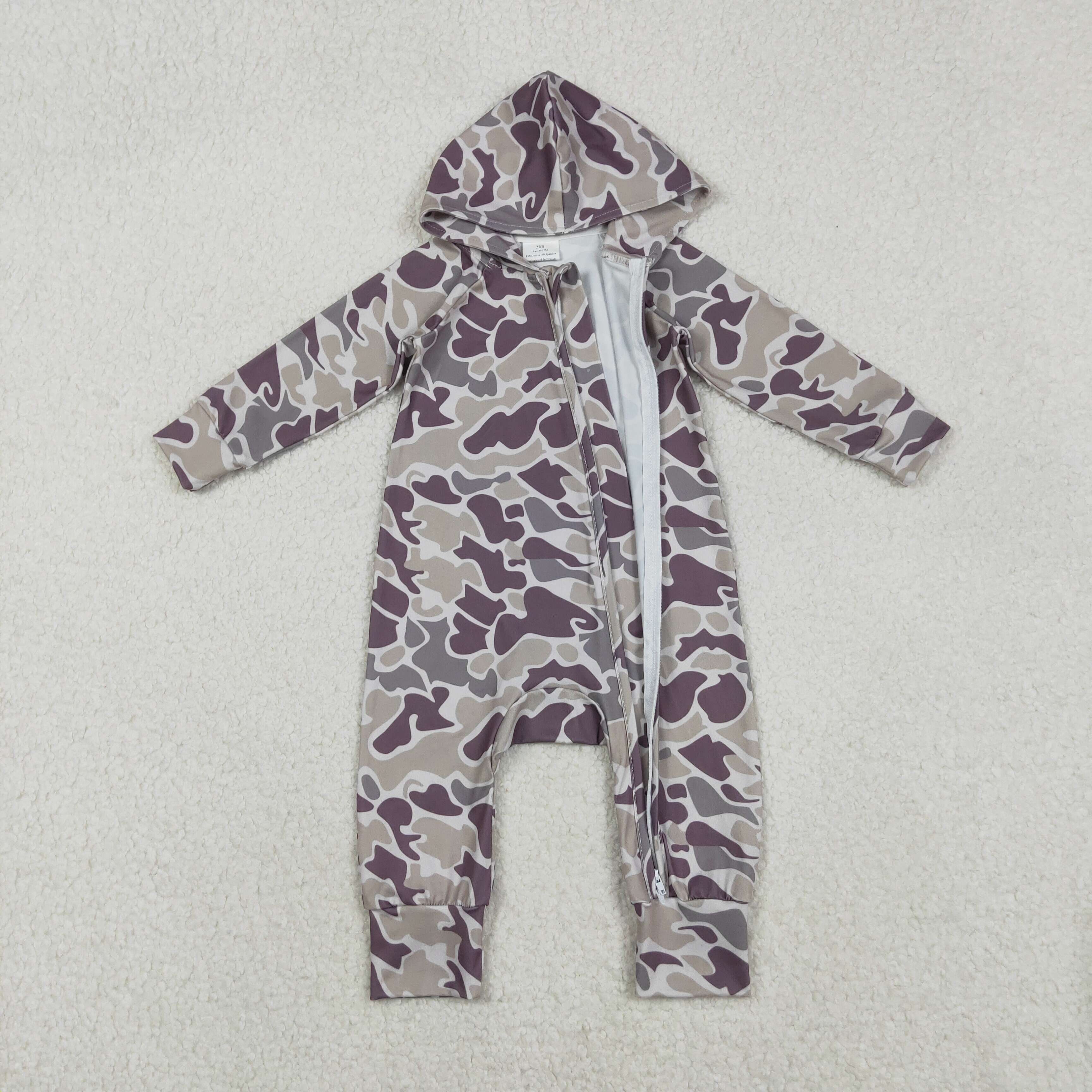 LR2811 RTS baby boy  clothes camo boy hoodie winter romper