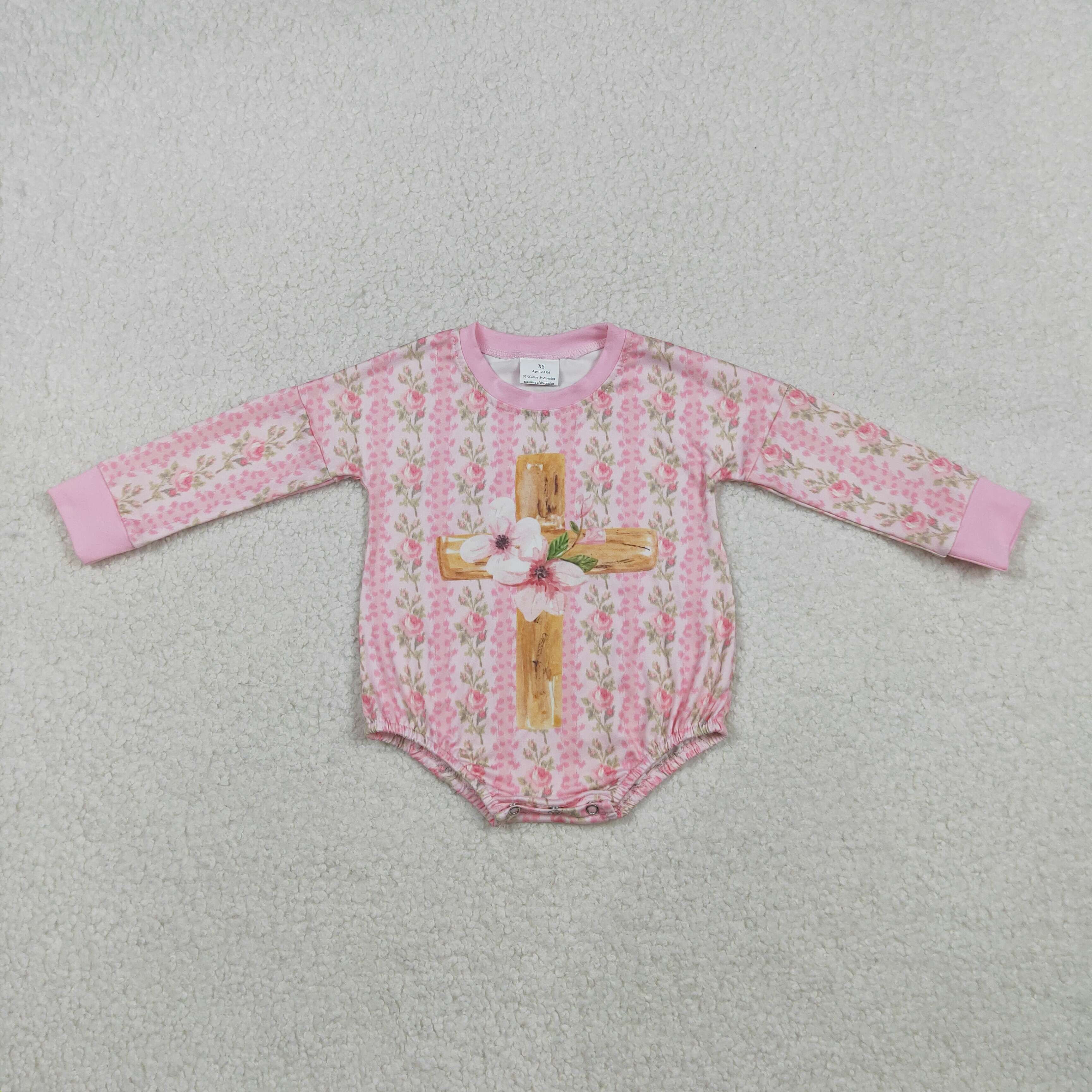 LR2837 RTS baby girl clothes cross girl easter bubble