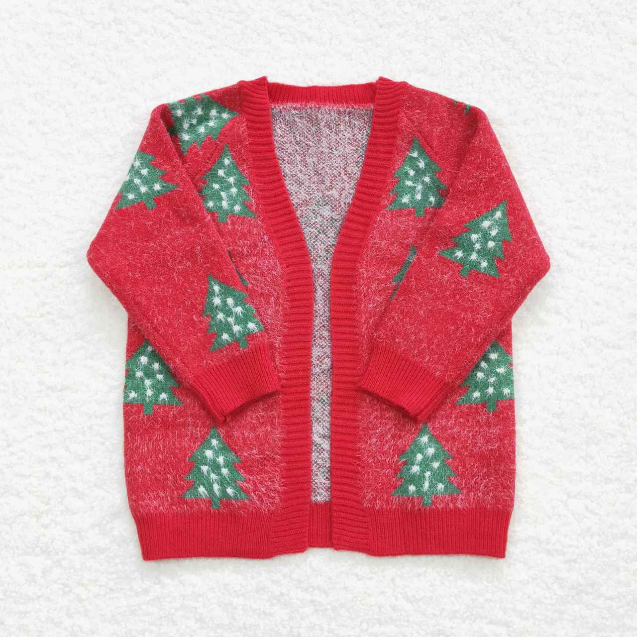 GT0356 toddler girl clothes girl christmas sweater coat red tree christmas cardigan RTS