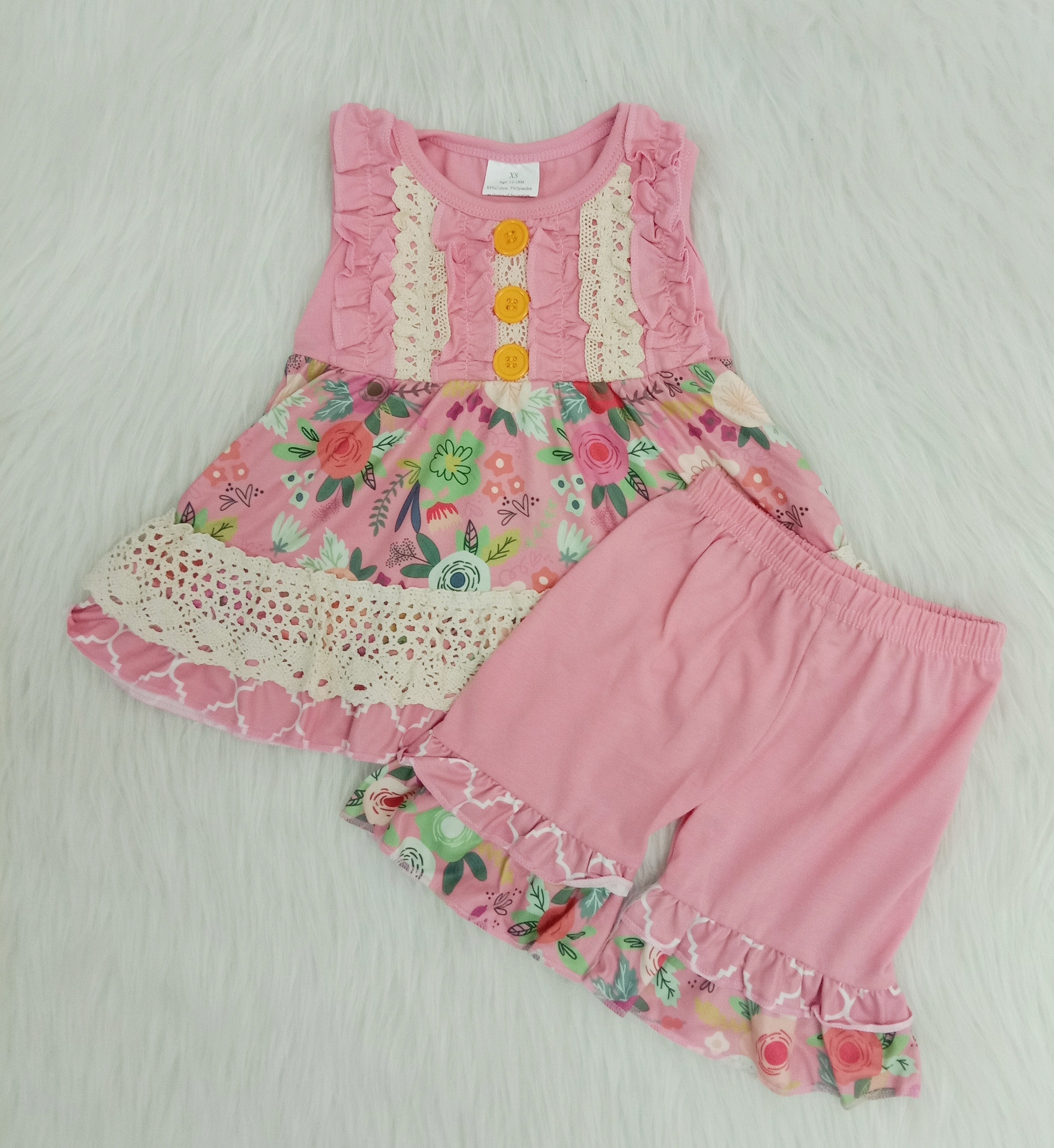 girl clothes pink ruffles sleeveless summer set-promotion 2025.2.15 $5.5