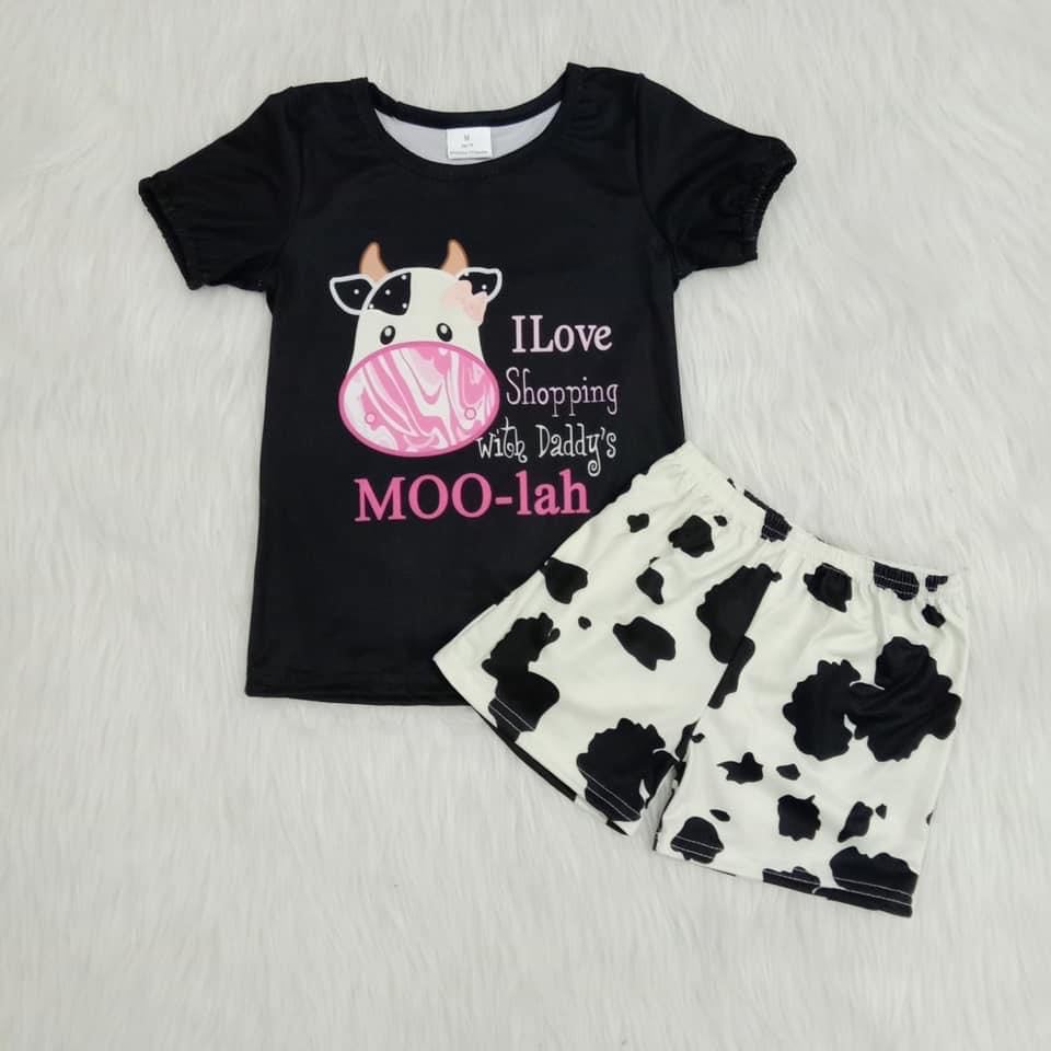 A6-12 girl summer black cow flutter sleeve set-promotion 2025.5.22 $1.99 deadline:18th June.