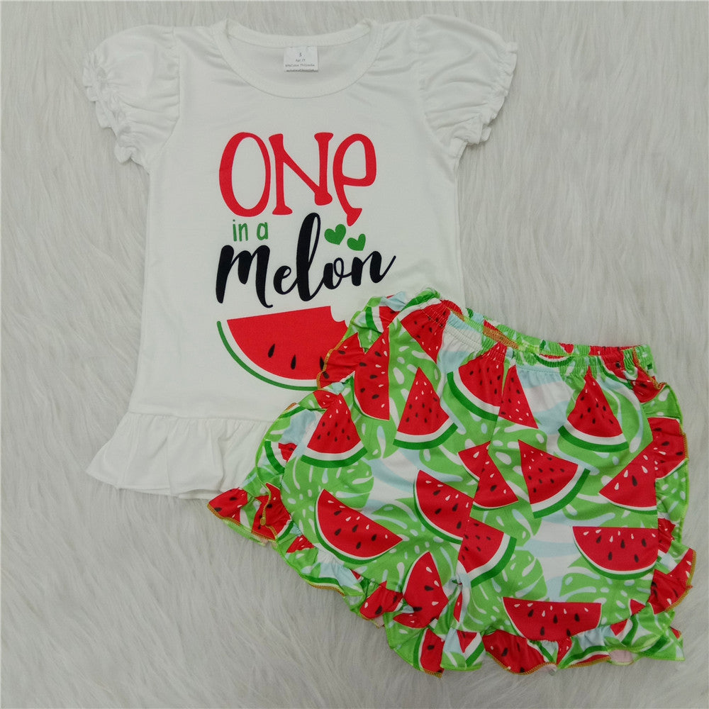 A5-22 kids clothes girls shots set watermelon summer outfit--promotion 2025.4.5 $2.99