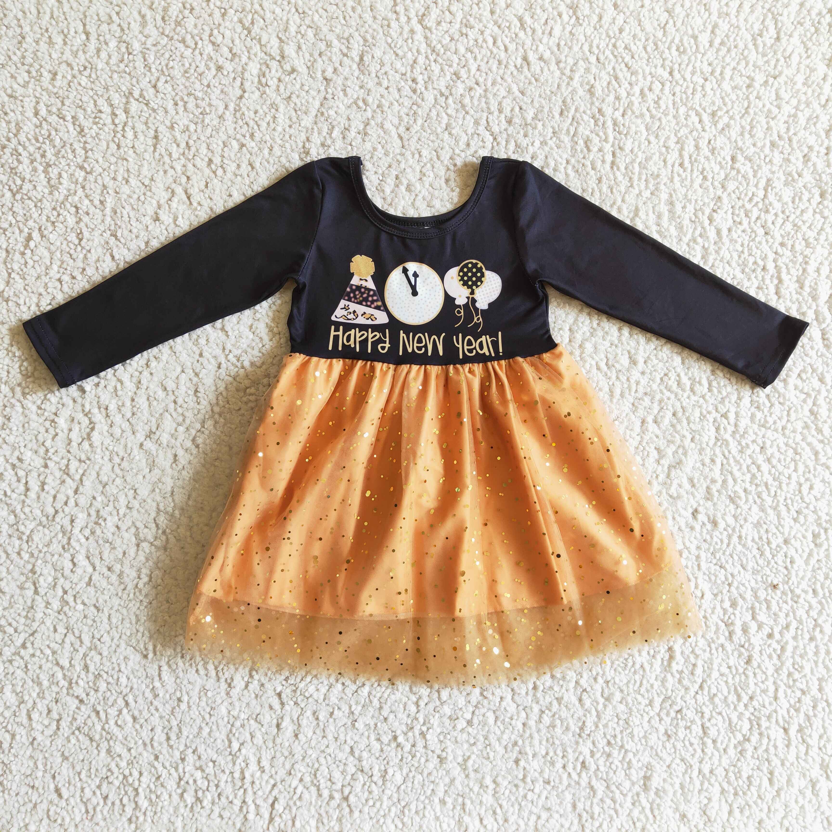 GLD0138 baby girl clothes happy new year tulle dress-promotion 2024.9.14 $5.5