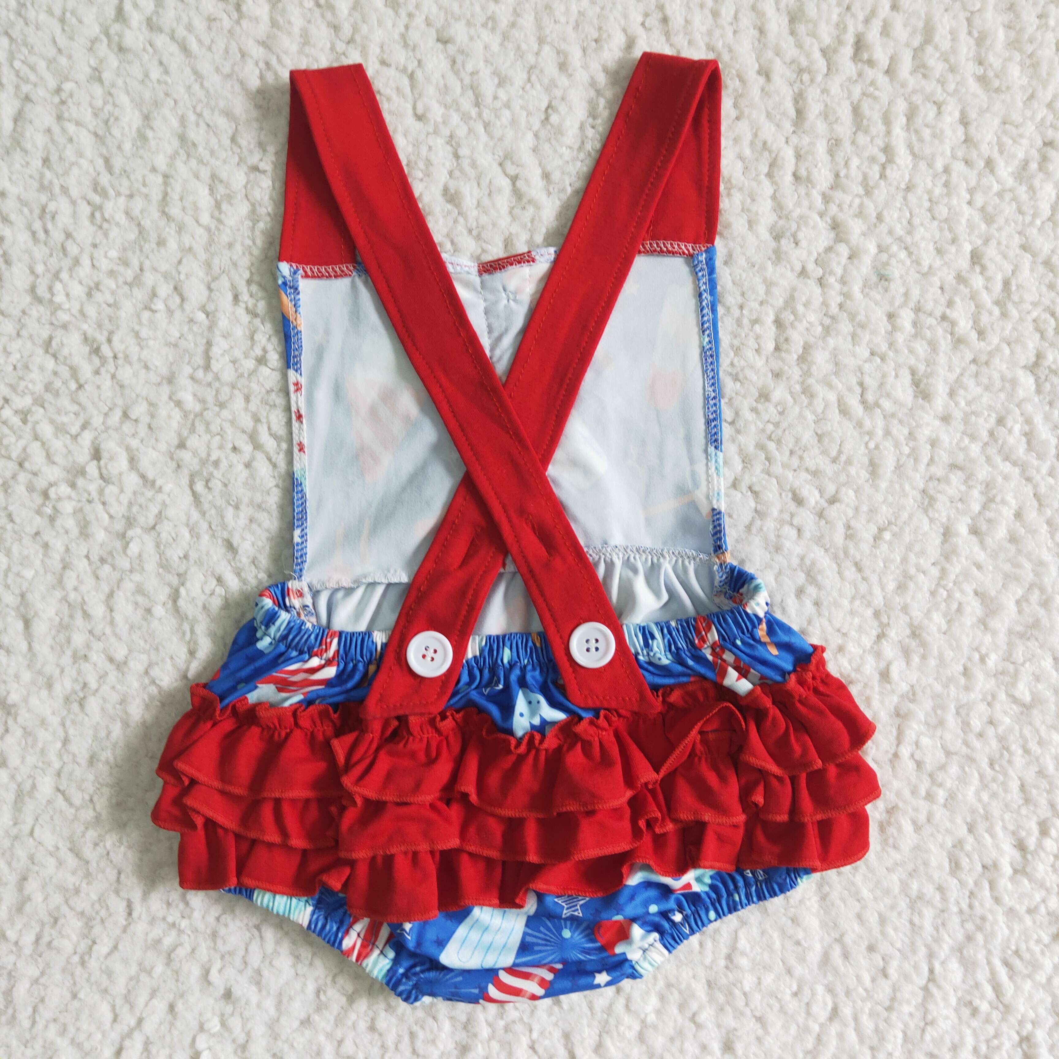 SR0015 RTS baby girl clothes july 4th bubble patriotic clothing