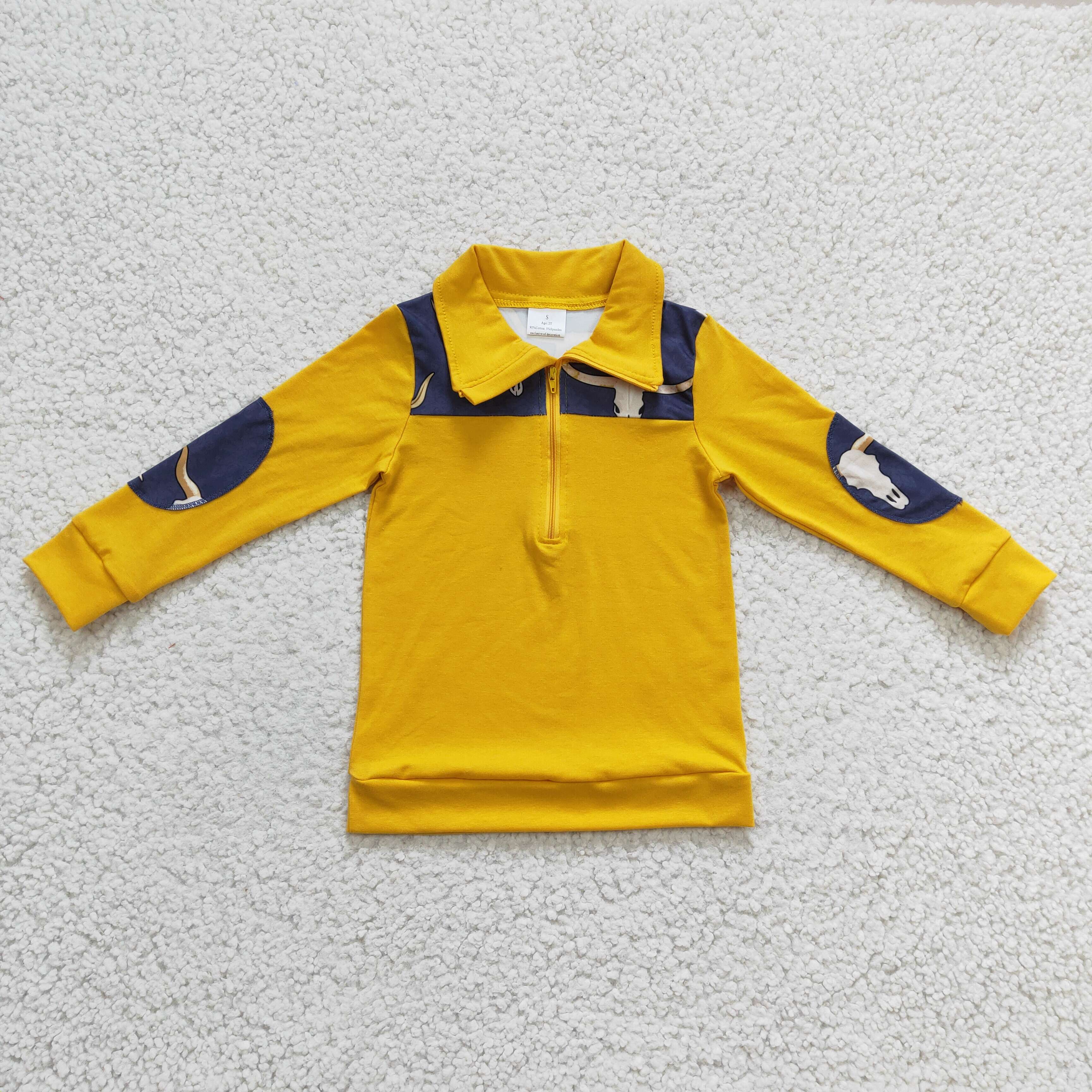 BT0124 kids clothes boys yellow zipper top shirt--promotion 2024.12.28 $5.5