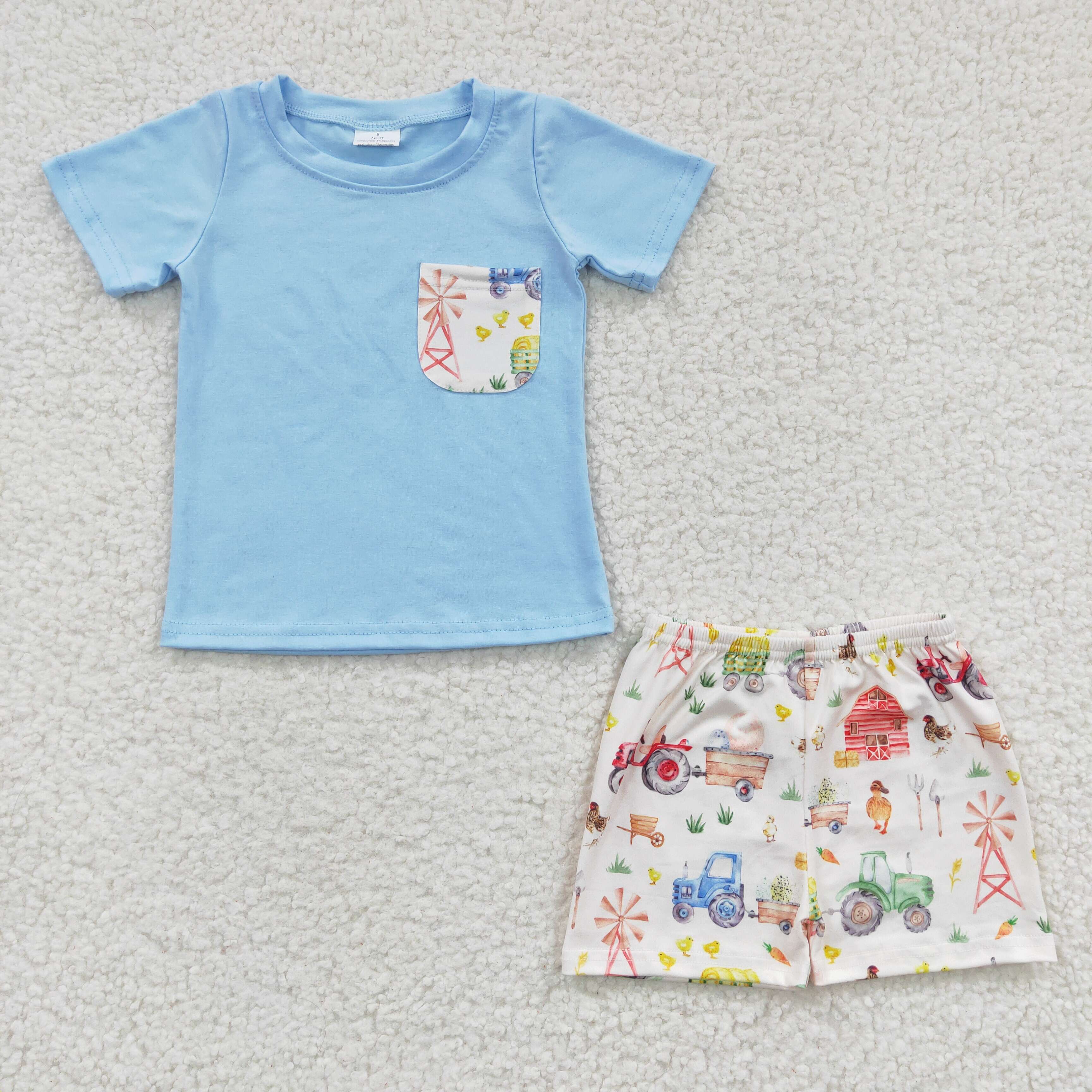BSSO0142 baby boy clothes pocket farm animal summer outfits-promotion $5.5 2026.3.7