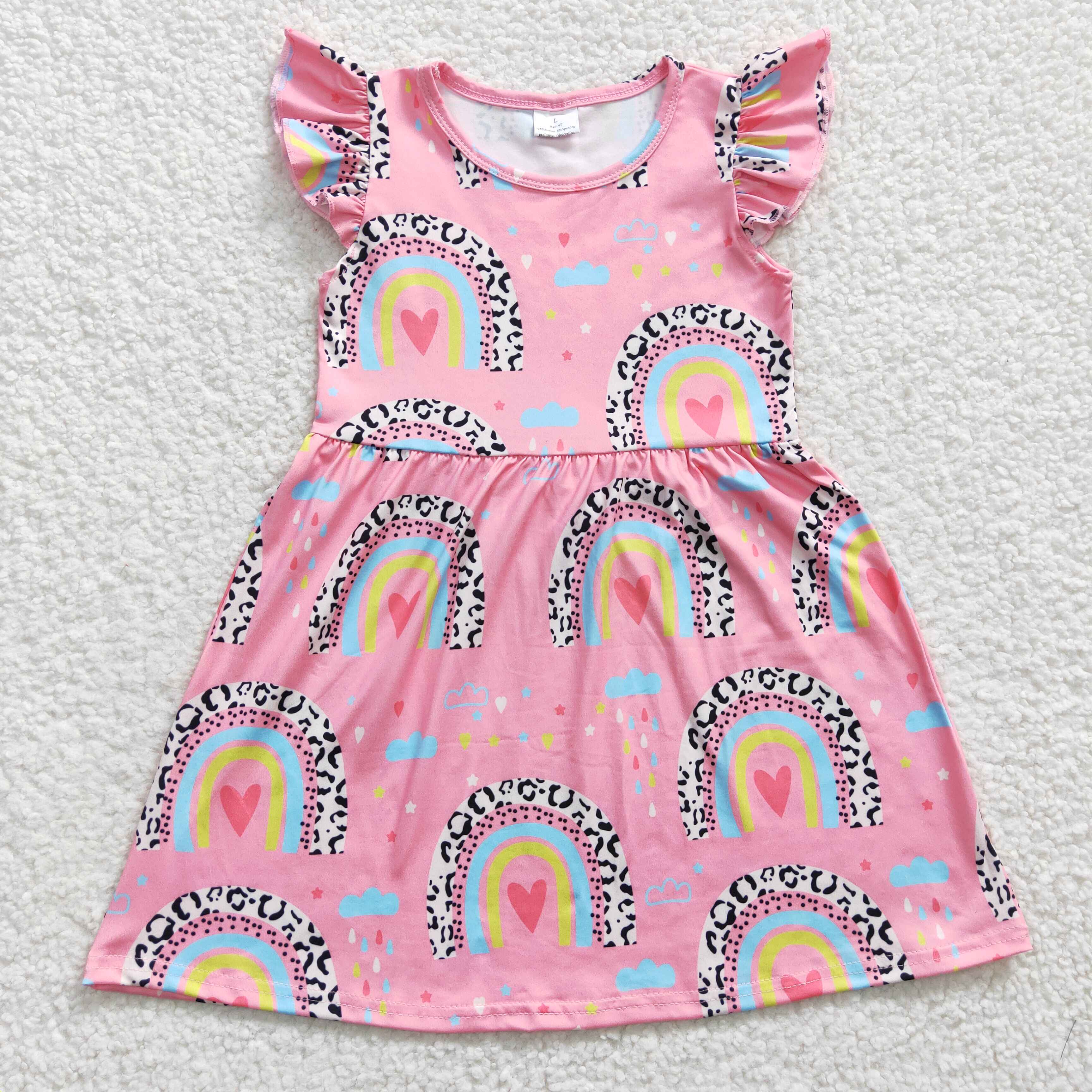 GSD0248 kids clothes girls pink rainbow summer dress flower girl dresses-promotion 2025.5.10 $5.5