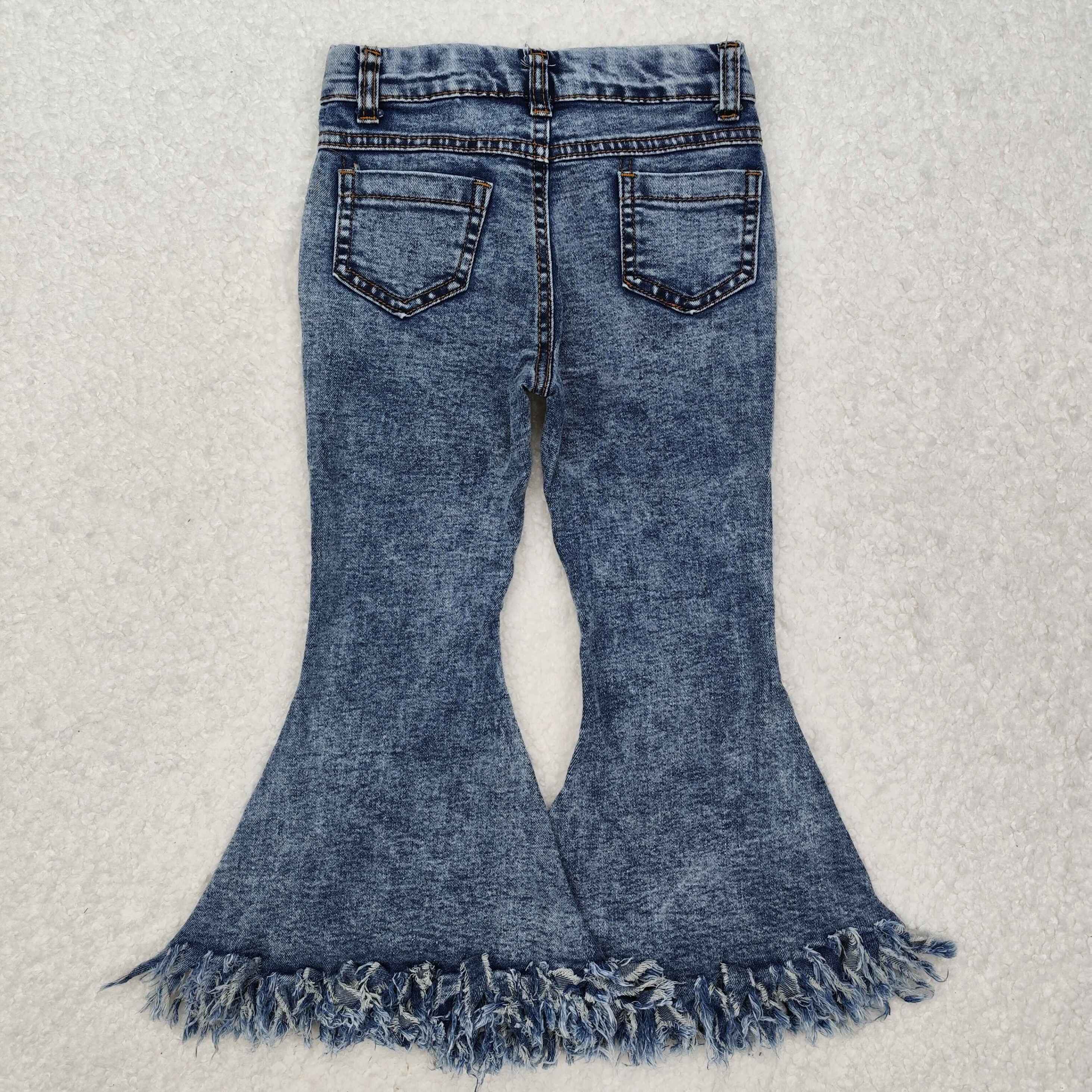 P0132 RTS teenage girls clothing girls bell bottom pants blue girl jeans