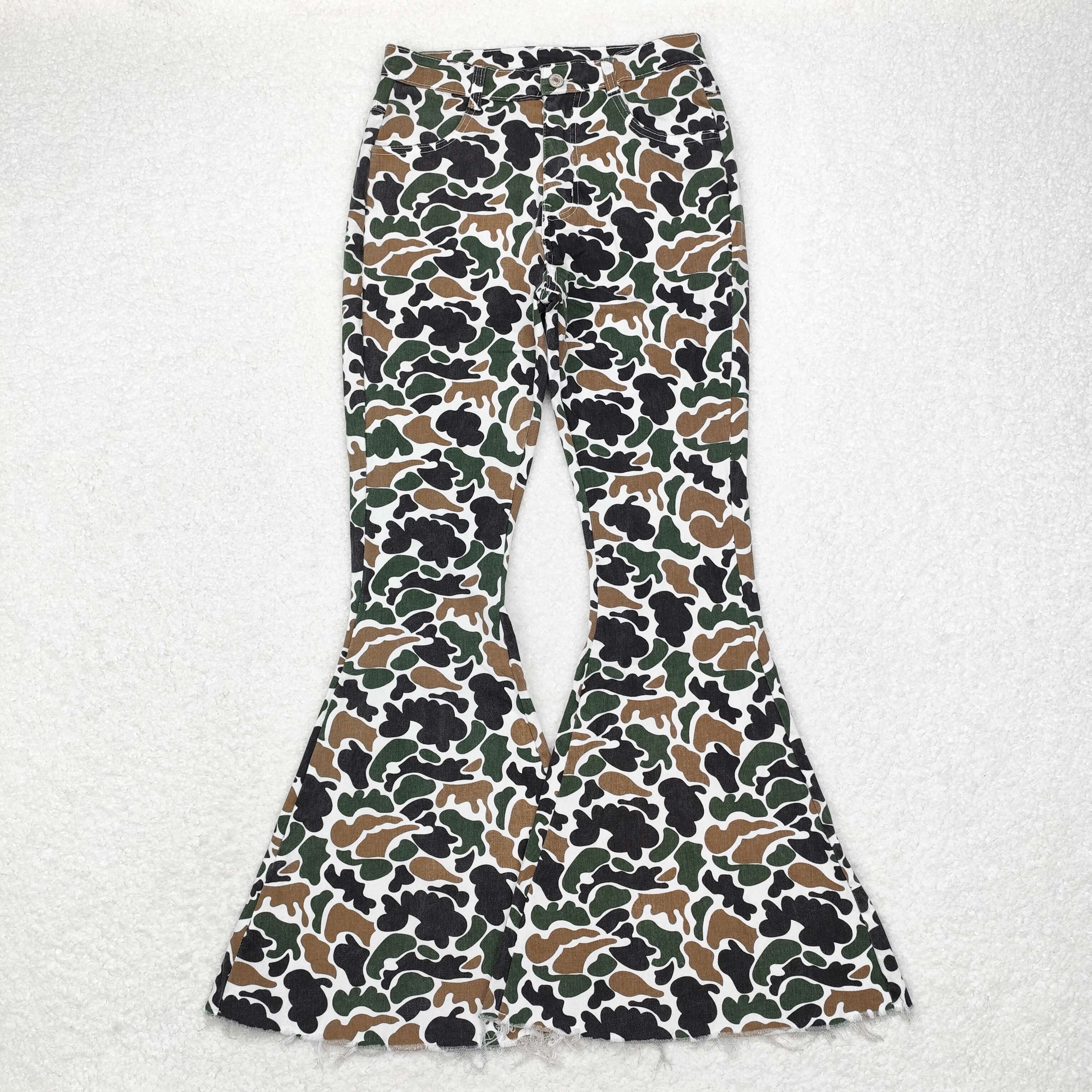 P0583 RTS adult clothes camouflage adult womens bell bottoms pant jeans pant