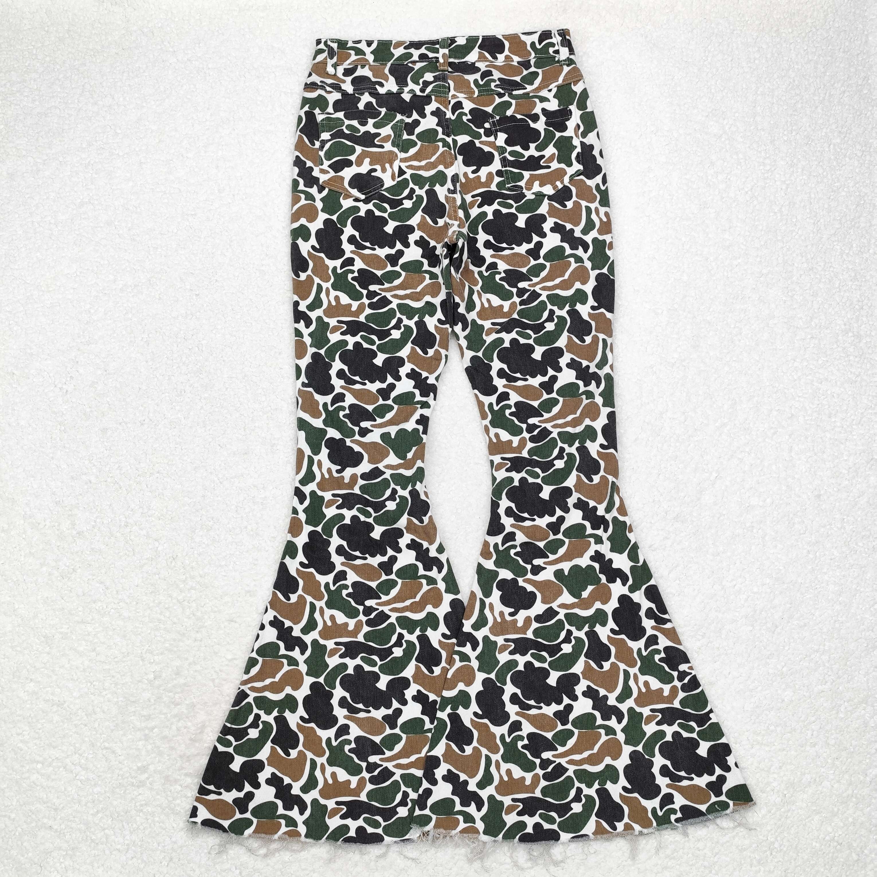 P0583 RTS adult clothes camouflage adult womens bell bottoms pant jeans pant