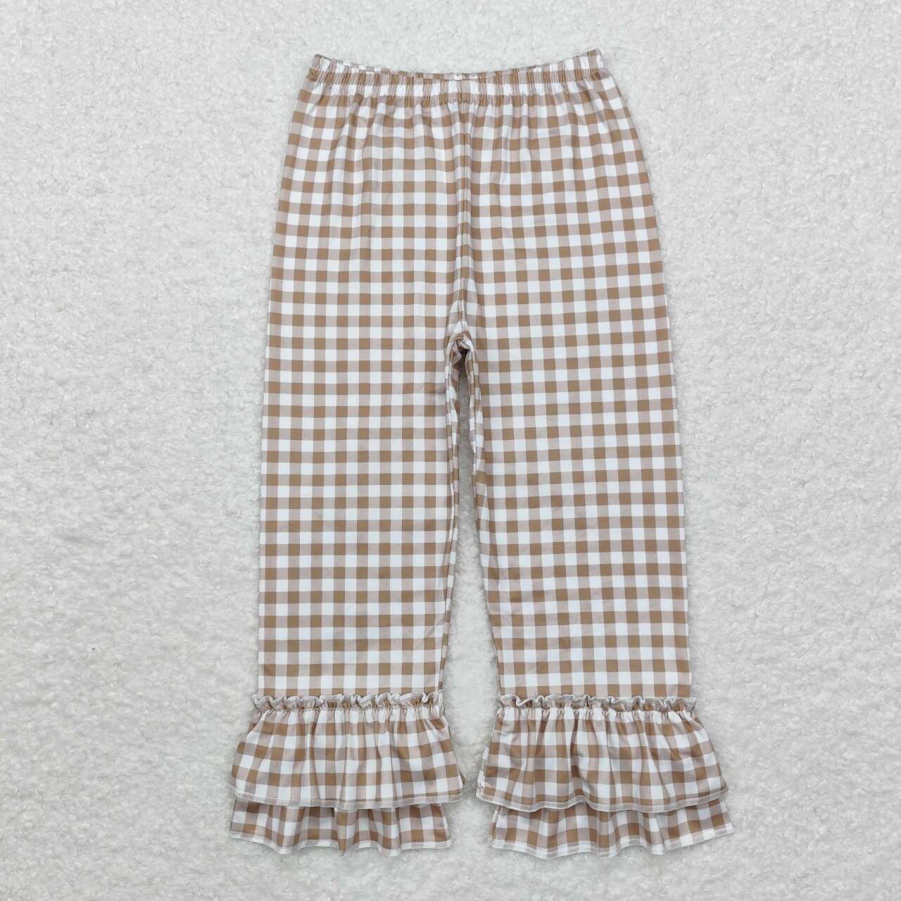 P0607 RTS baby girl clothes gingham girl ruffle winter long pant