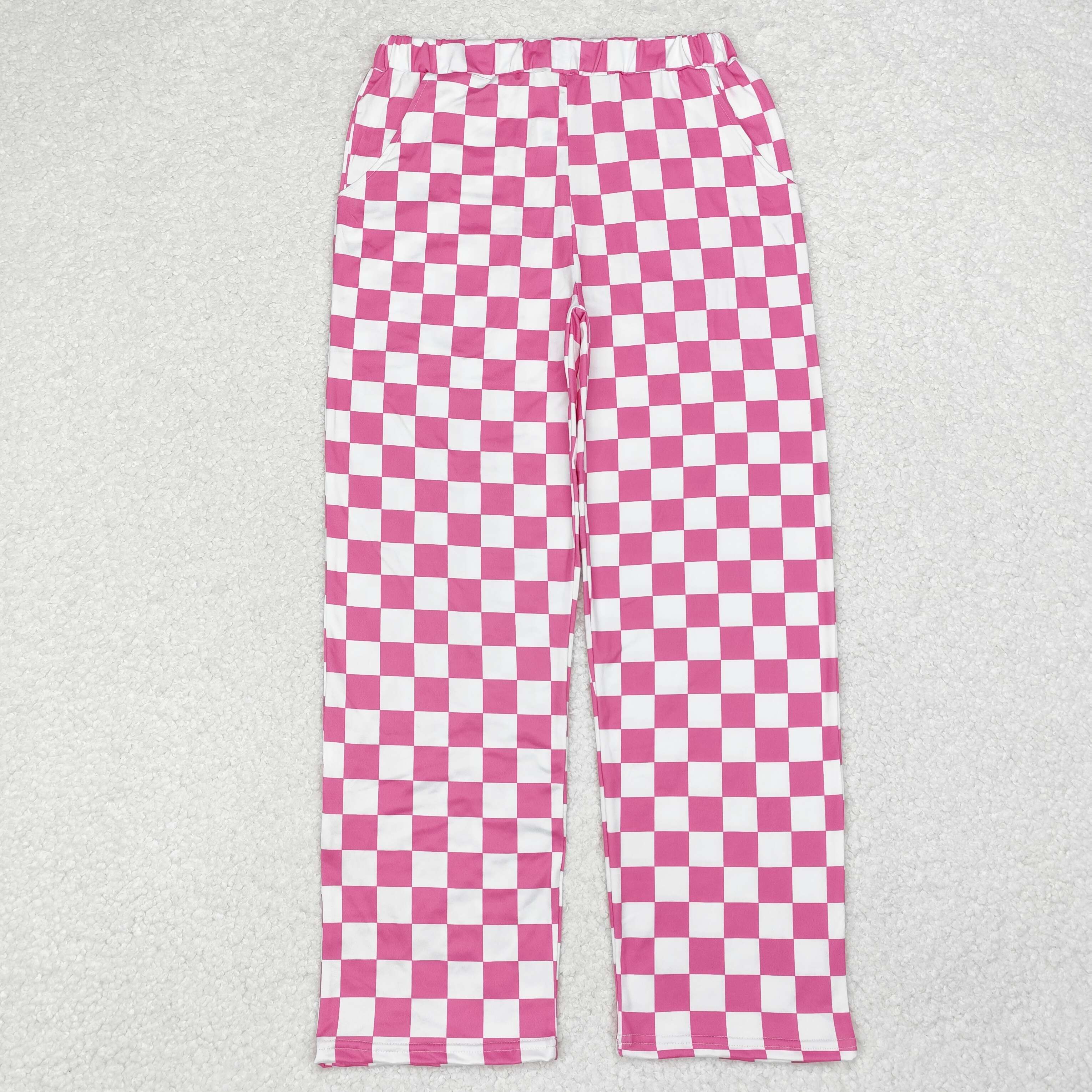 P0648 RTS adult pant pink gingham adult women winter pant