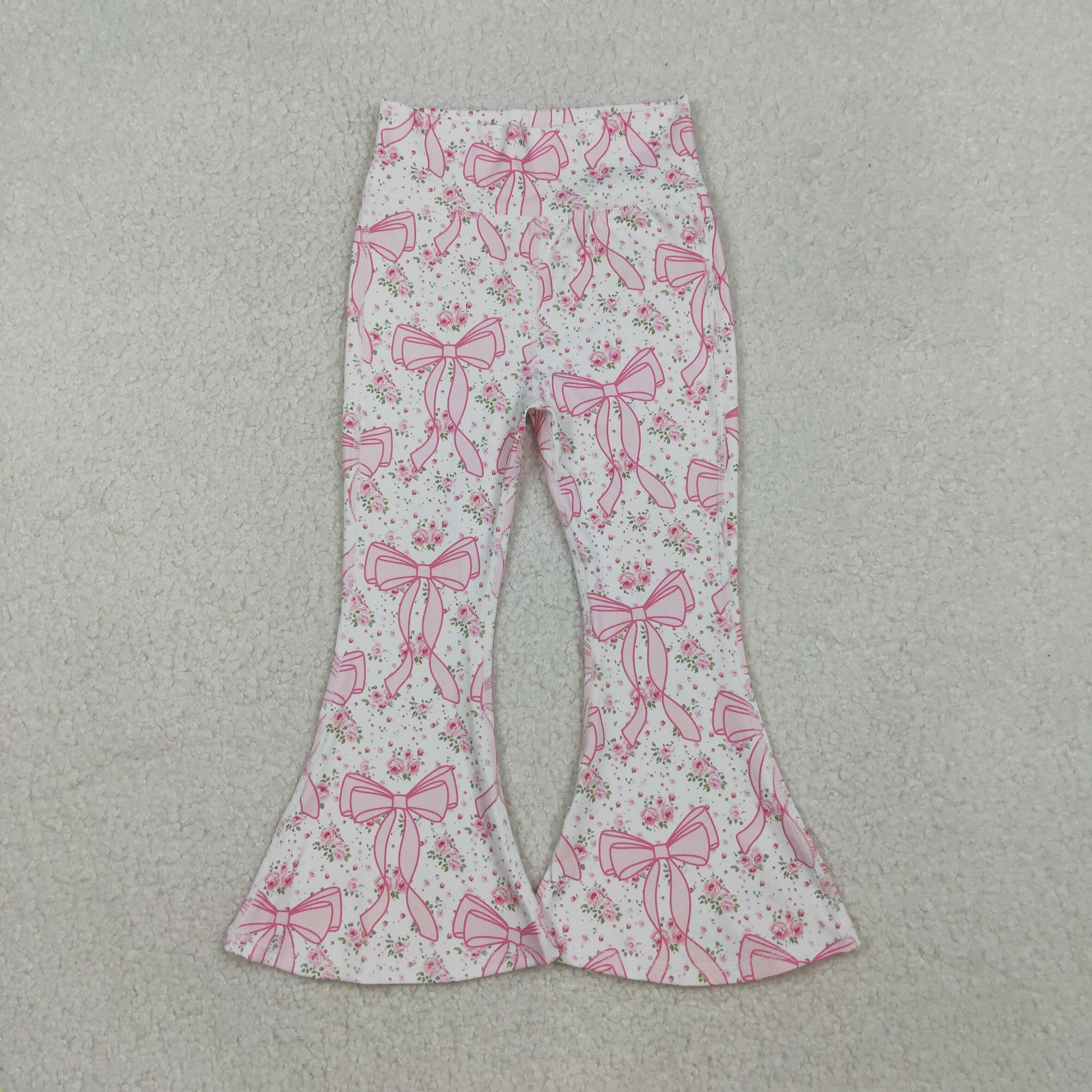 P0773 RTS baby girl clothes bows girl winter yoga bell bottom pant
