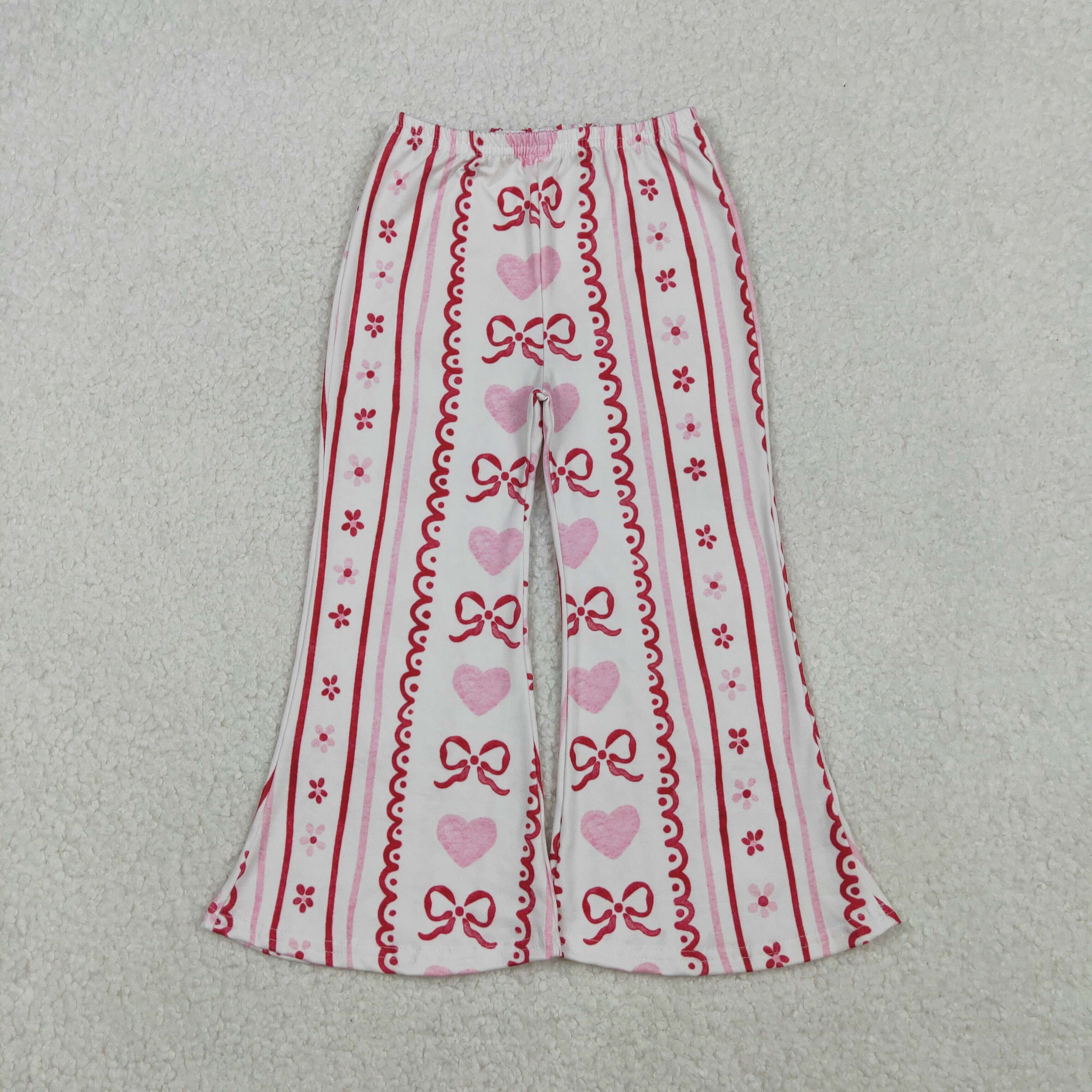 P0894 RTS baby girl clothes bows girl valentine  bell bottom pant