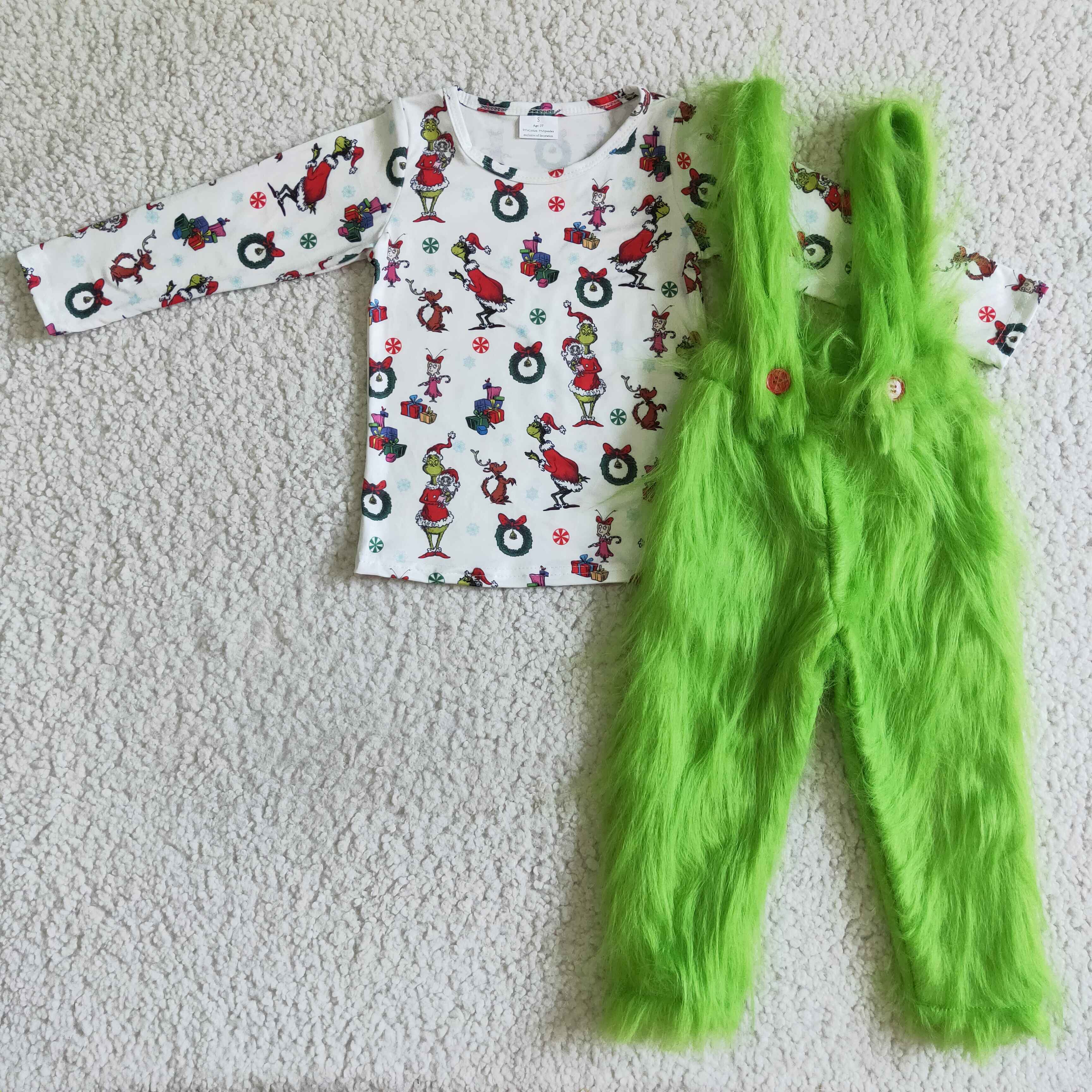 6 B0-4 christmas outfits for kids boy christmas set shir + fur pants RTS