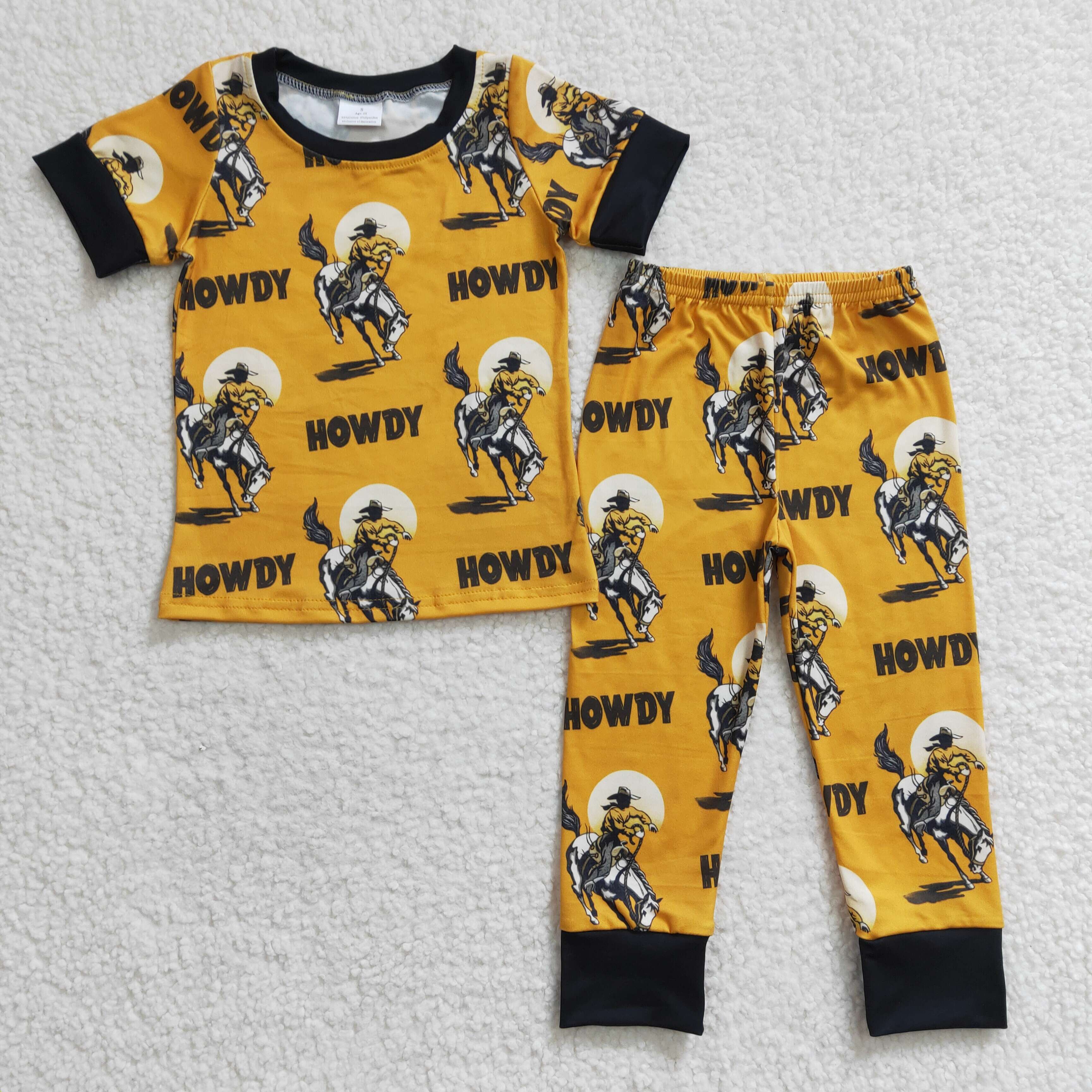 BSPO0053 kids clothes boys yellow howdy fall spring outfits-promotion 2025.7.12 $5.5