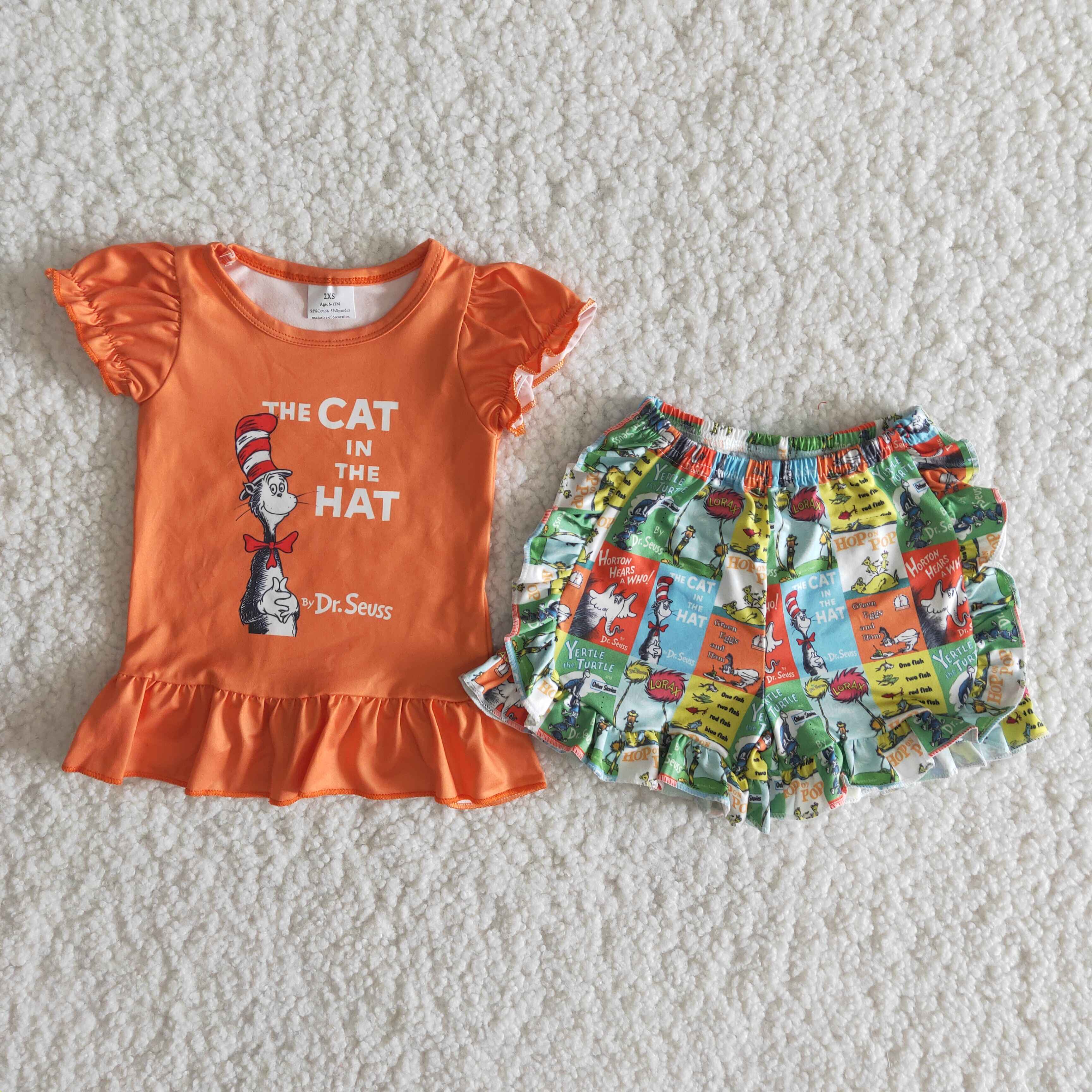 A6-16 baby girl clothes orange cartoon shorts summer outfit-promotion 2025.2.15 $5.5