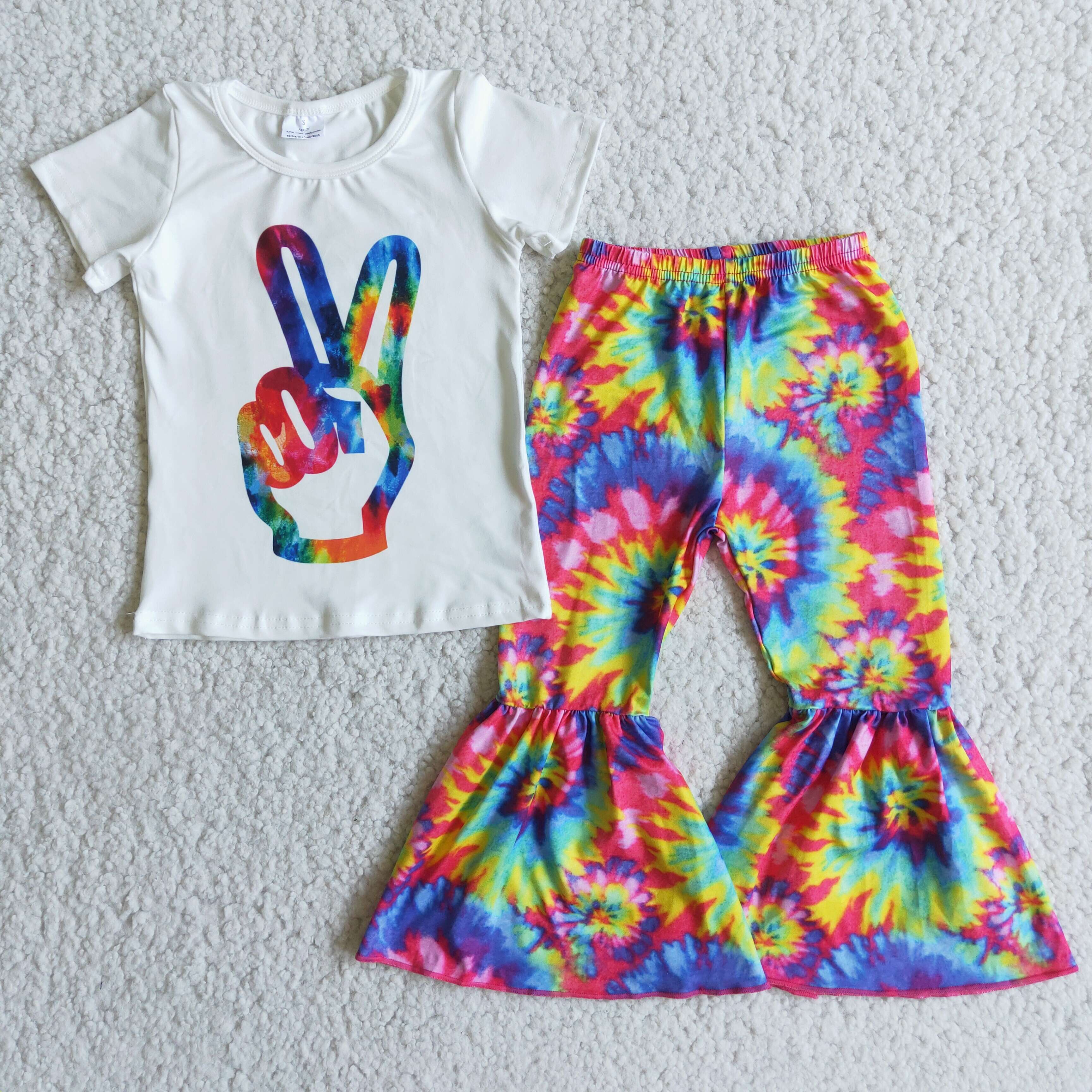 Aa-2 girl clothes tie dye fall spring short sleeve set-promotion $2.99 2026.2.28