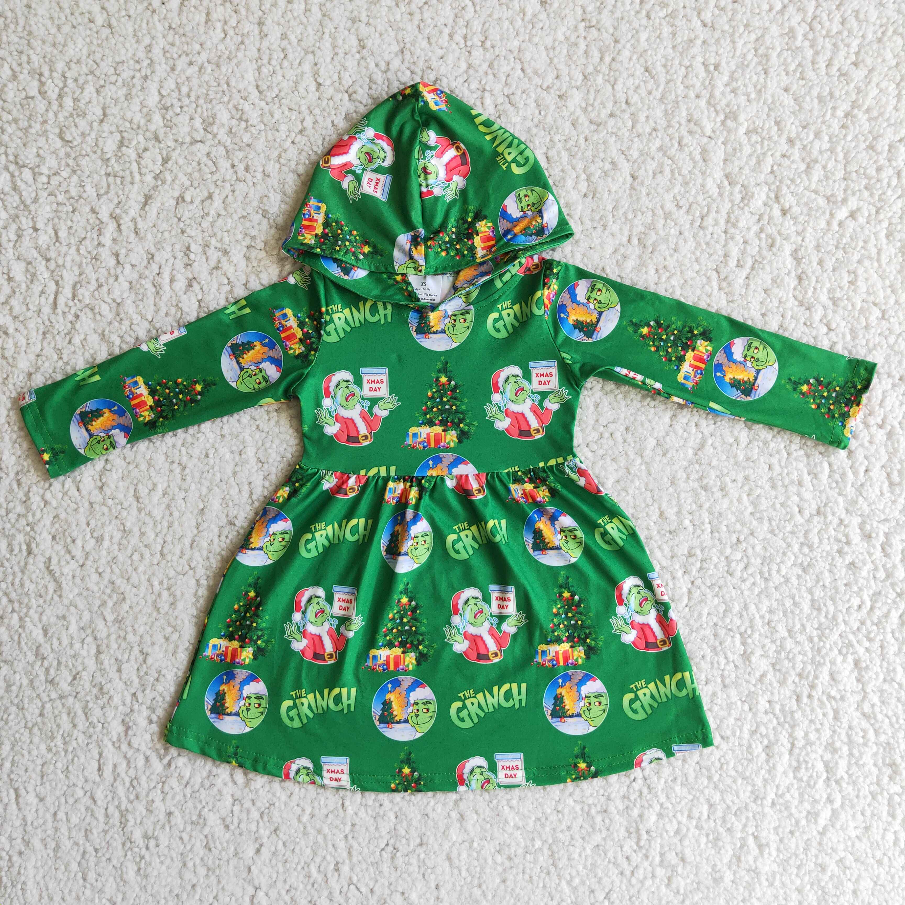 6 B10-24 girl green christmas hoodies long sleeve dress-promotion 2025.10.25 $2.99