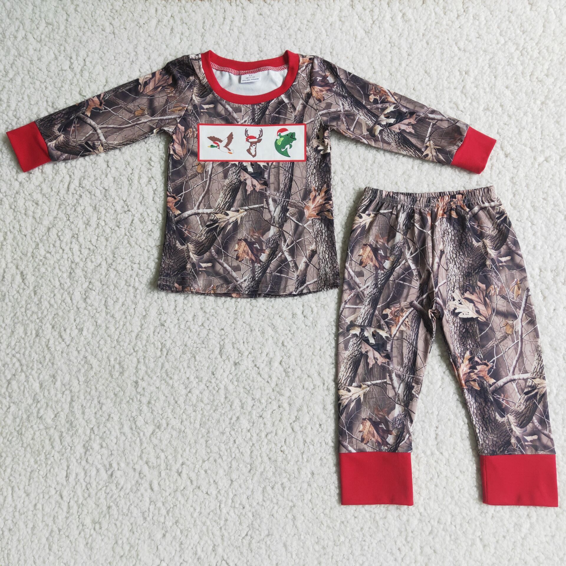 6 A9-13-1 boy winter camo christmas pajamas long sleeve set-promotion 2024.10.19 $5.5