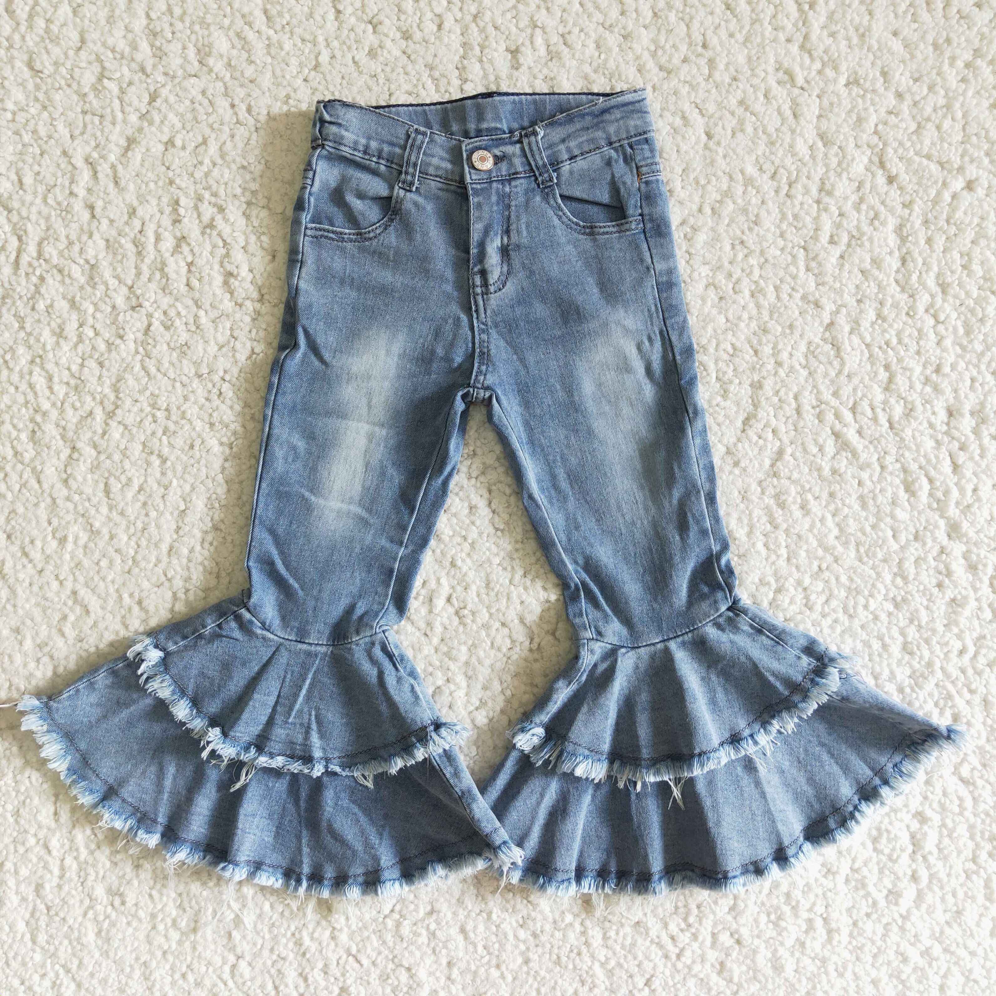 C5-15 RTS baby girl clothes toddler girl bell bottom jeans girl jeans