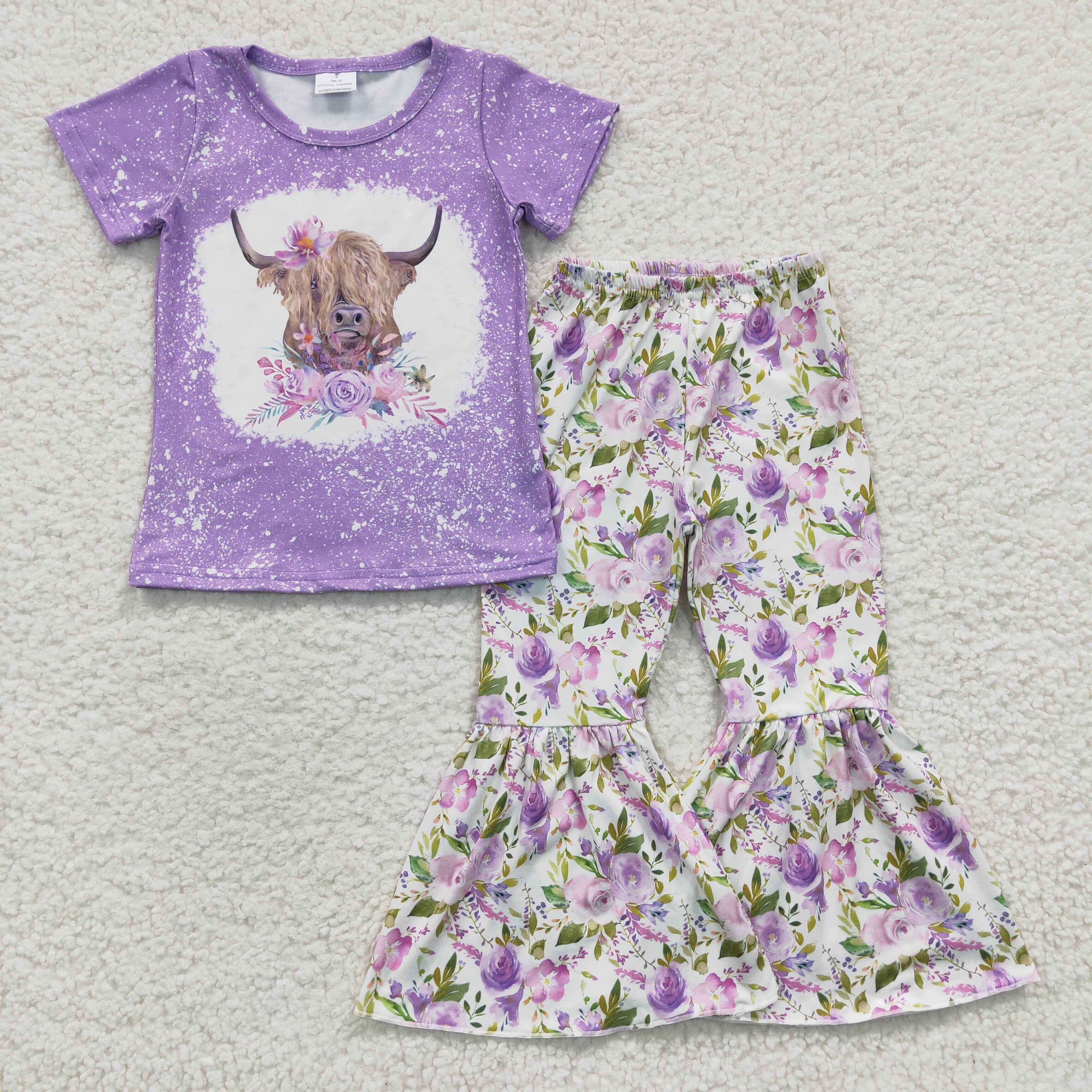 GSPO0264 toddler girl clothes purple floral  spring outfit-promotion 2025.7.26 $5.5