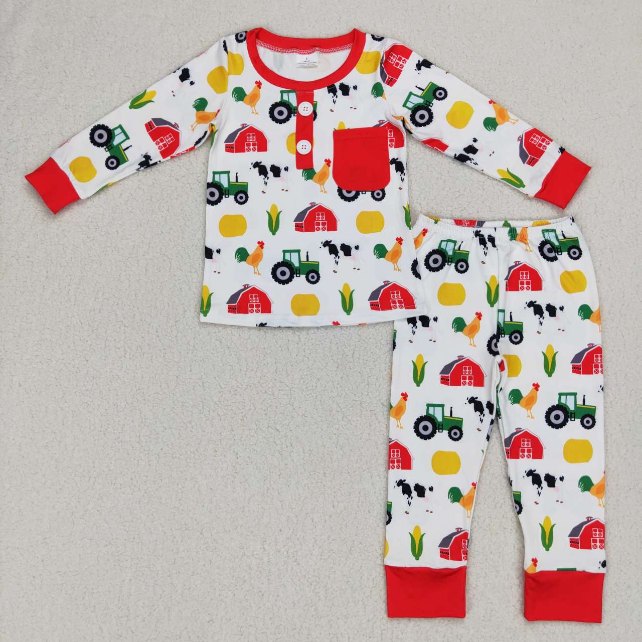BLP0340 toddler boy clothes boy winter outfit tractor boy winter pajamas set-promotion 2025.12.6 $5.5