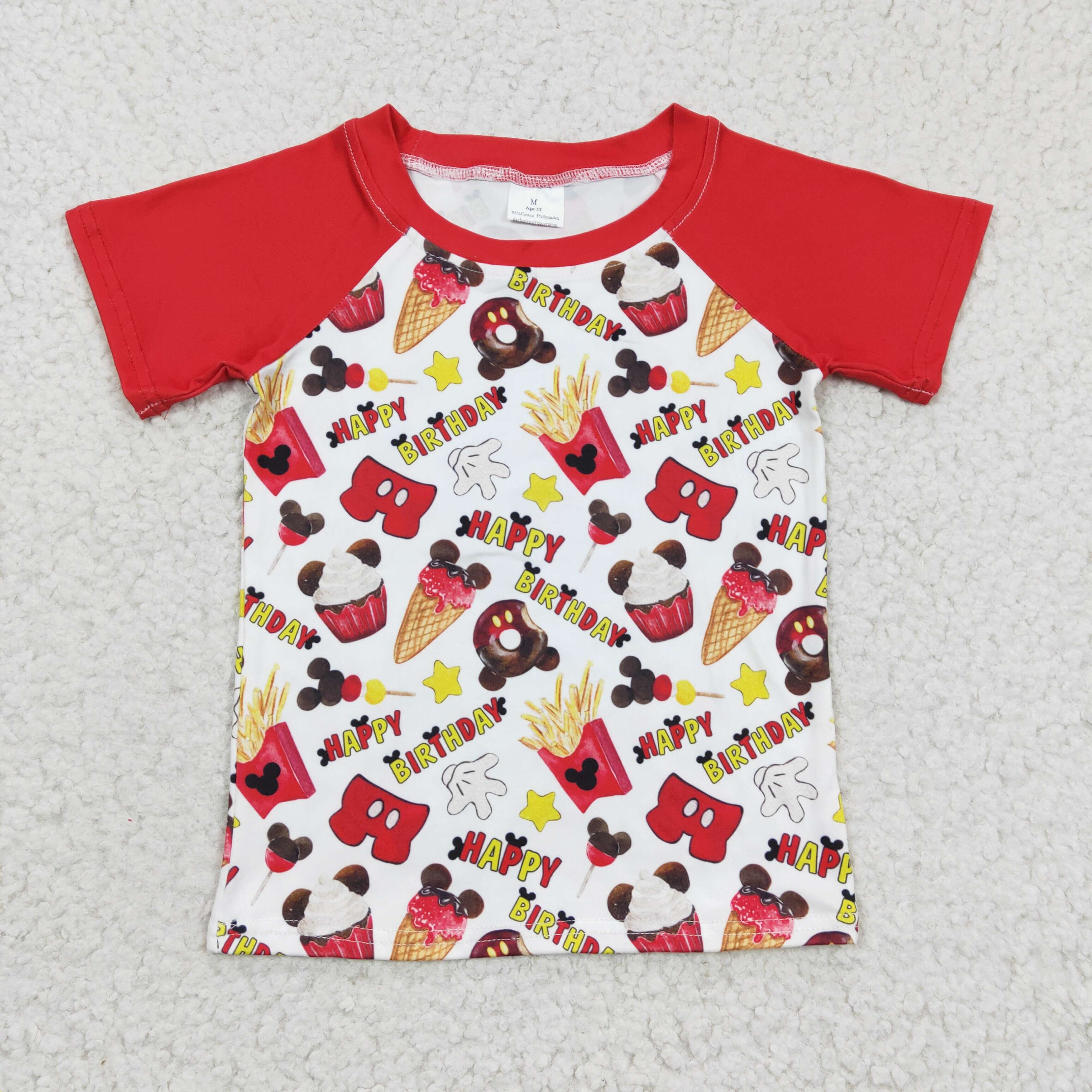 BT0138 kids clothes boys birthday red summer tshirt-promotion $2.99 2026.1.17