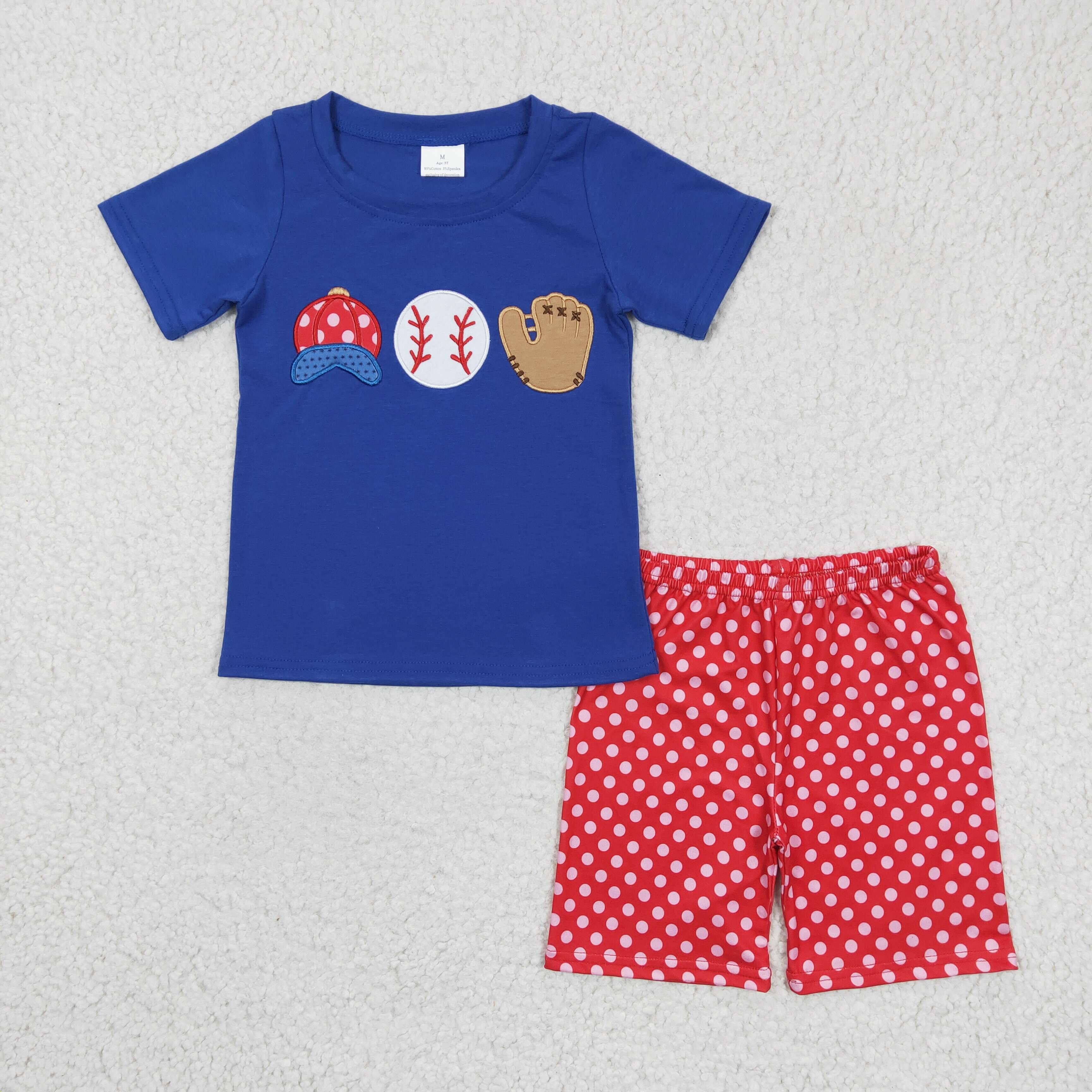 BSSO0098 baby boy clothes blue baseball embroidery summer outfits embroidered-promotion $5.5 2026.1.31