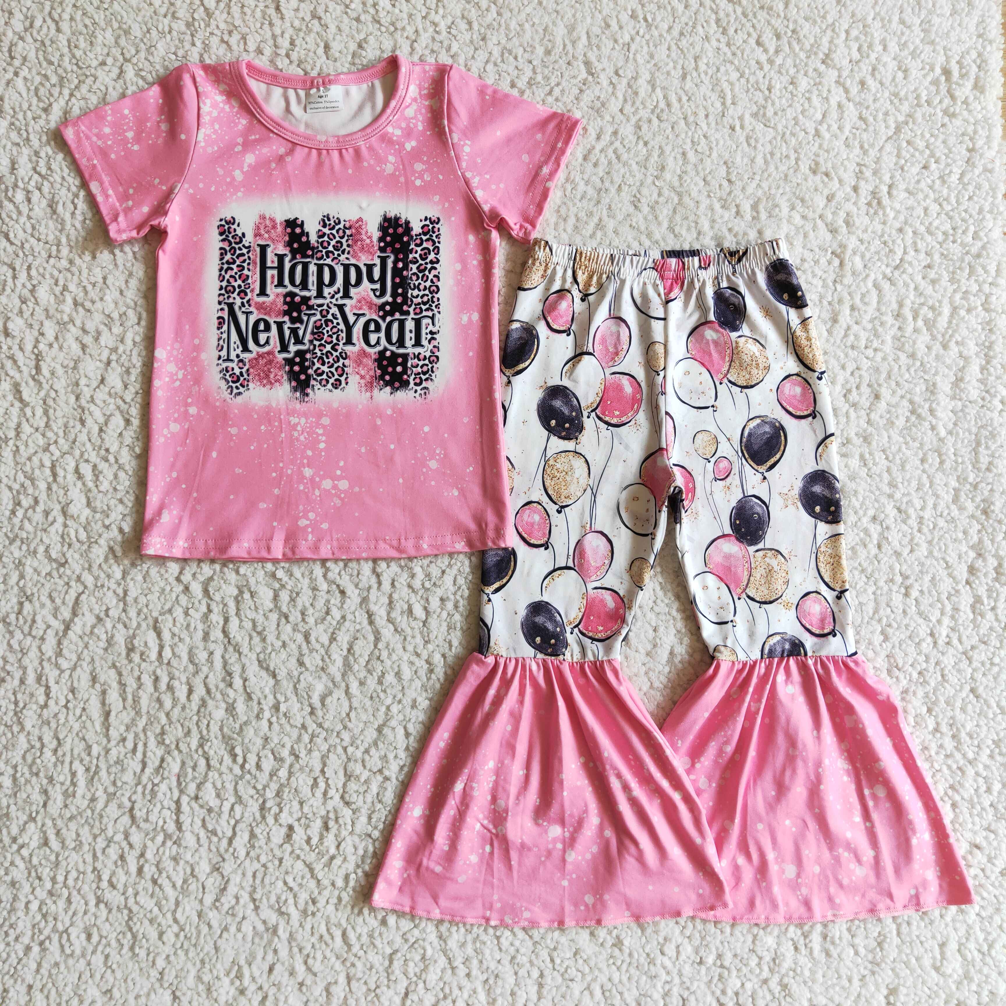 GSPO0204 baby girl clothes happy new year short sleeve set-promotion 2024.11.30 $5.5